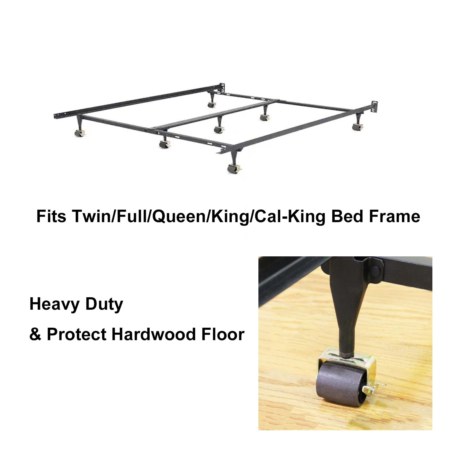 Metal Stem Heavy Duty Rollers Casters Wheels for Bed Frame, Set of 4 (2 Locking, 2 Non Locking)
