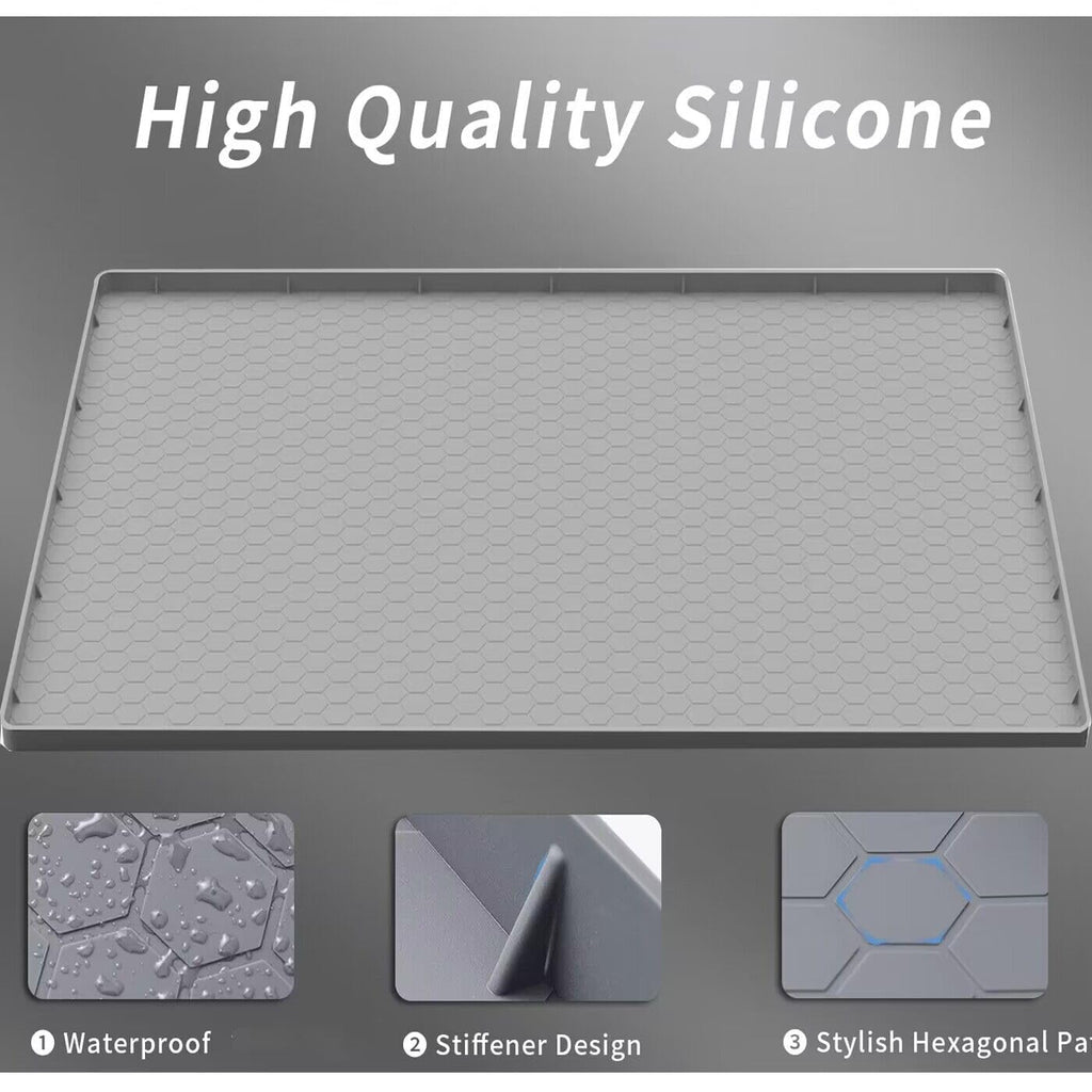 Under Sink Mat for Kitchen Waterproof, 31" x 22" Silicone Under Sink Tray, Under Sink Liner for Kitchen Bathroom Cabinet (Grey)