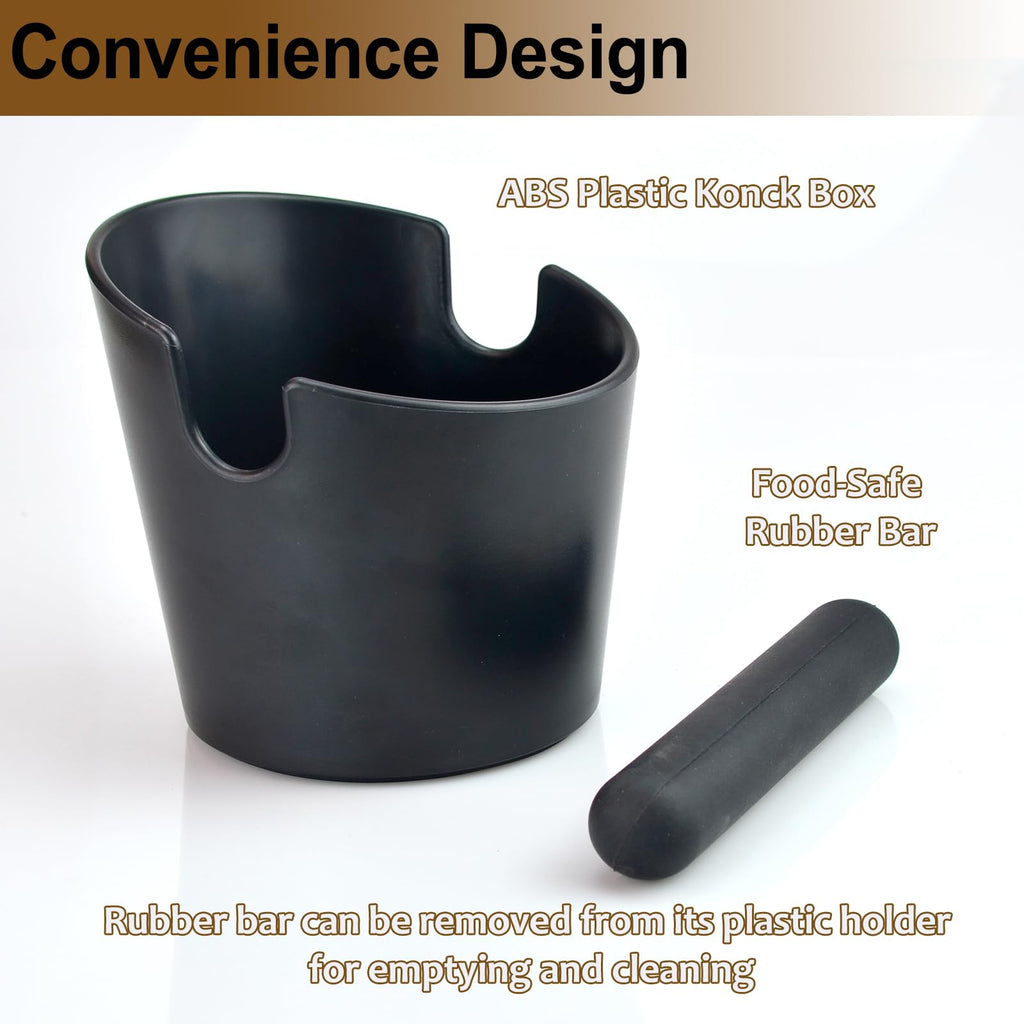 HOMEE Coffee Knock Box 4.8 Inch with Coffee Tamping Mat,Shock-Absorbent Durable Barista Style Knock Box with Removable Knock Bar and Non-Slip Base, Equipped Silicone Anti-Slip Espresso Tamping Mat