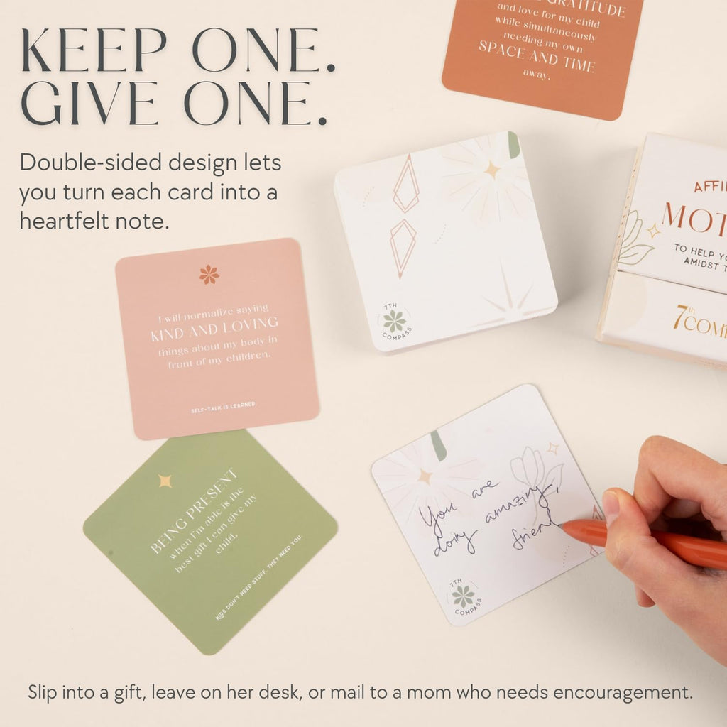 7th Compass Affirmations for Mothers – 52 Positive Daily Affirmation Cards for Women in Motherhood, New Mom Gift, Mindfulness & Self Care Cards, Postpartum Encouragement, Mother’s Day
