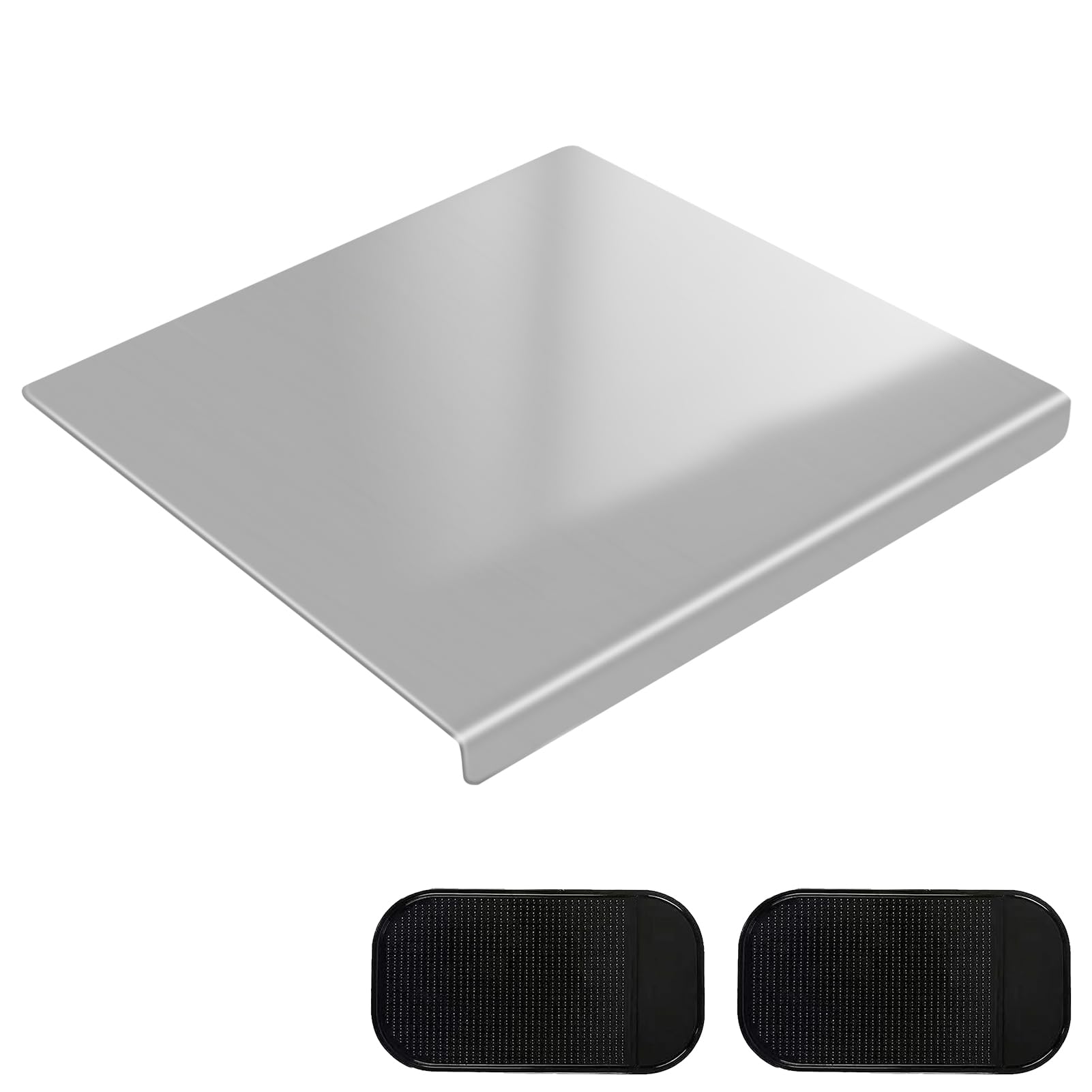 Stainless Steel Cutting Board with 2 Pack Non-Slip Mats, Yoposeo Heavy Duty Baking Cutting Chopping Boards for Kitchen, Meat, Fruits, Vegetables, Bread and Baking (11.8" X 11.8"/ 30 X 30cm)