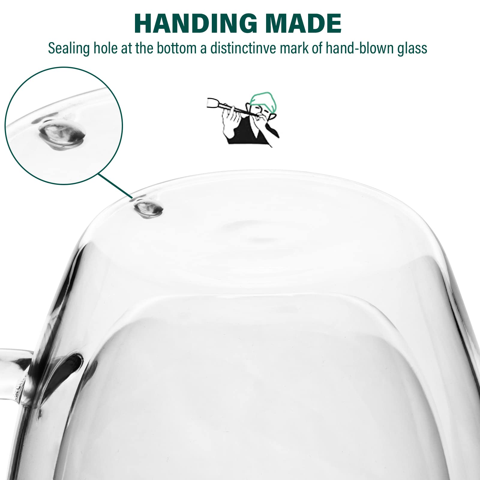 Glass Coffee Mugs 350ml, Top-spring 12oz Clear Glass Coffee Cups with Handles - Set of 4 Double Wall Insulated Coffee Mug Tea Latte Espresso Cups
