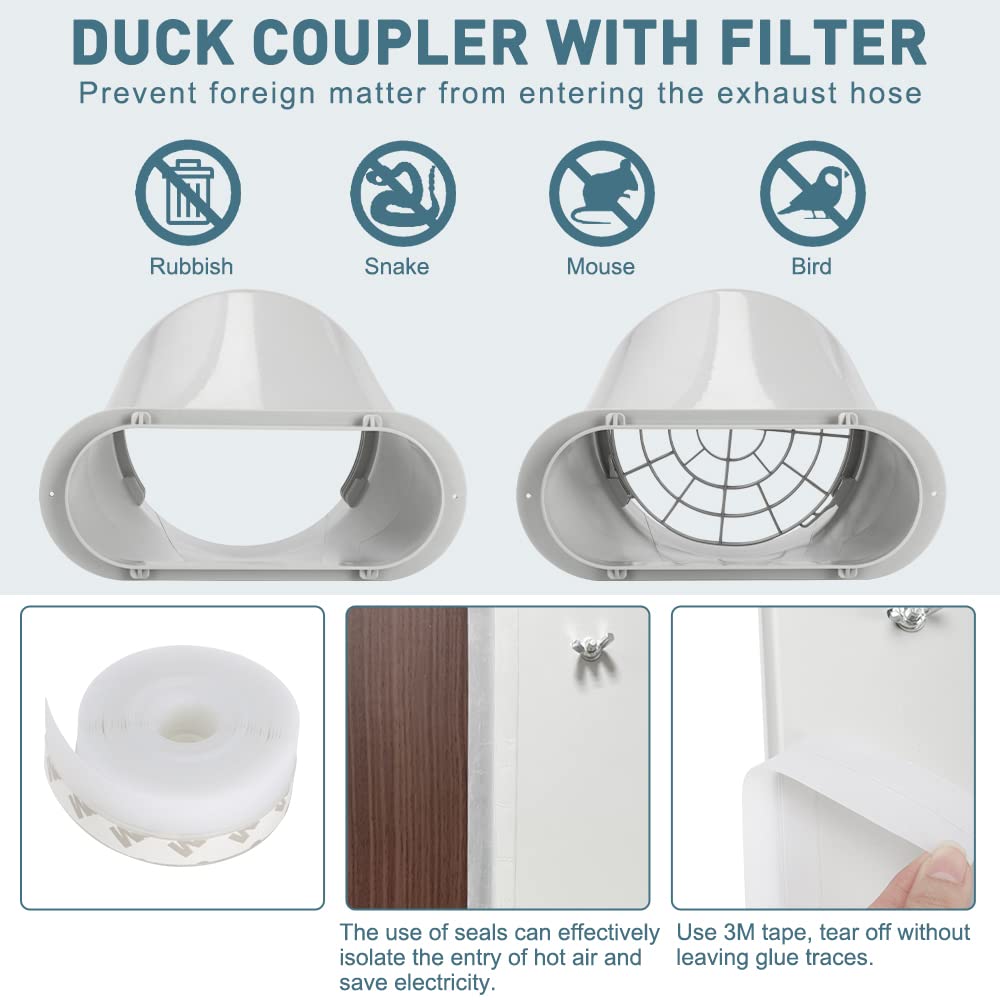 Portable Air Conditioner Window Door Kit with Exhaust Hose, Adjustable Window Seal for AC Unit, Sliding AC Vent Kit for Horizontal or Vertical Windows, AC Window Kit with 5.9" Diameter 59" Length Hose