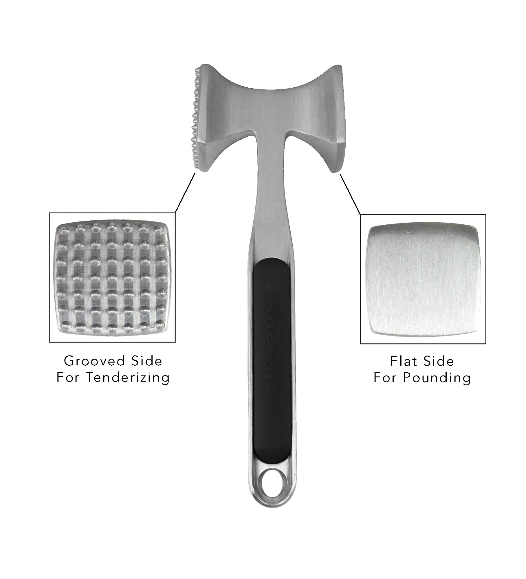 KitchenAid - Meat Tenderizer, Gourmet Meat Tenderizer Hammer with Dual Sides & Ergonomic Handle - Ideal for Chicken, Beef, Pork, Cutlets, Nuts, & More