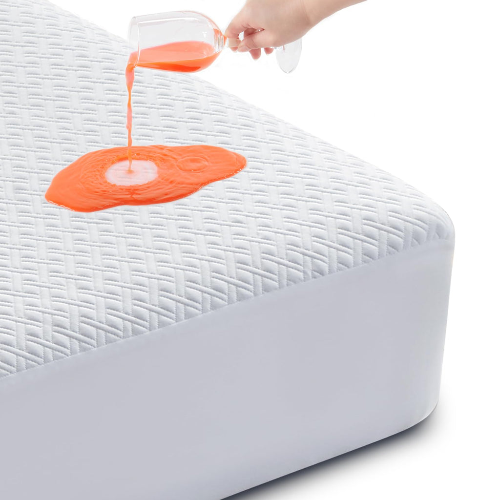 Cozymaker 100% Waterproof King Size Mattress Protector, Breathable Cooling Viscose Made from Bamboo Mattress Cover Fit 8-21'' Deep Pocket, Smooth Soft Noiseless Mattress Pad Machine Washable