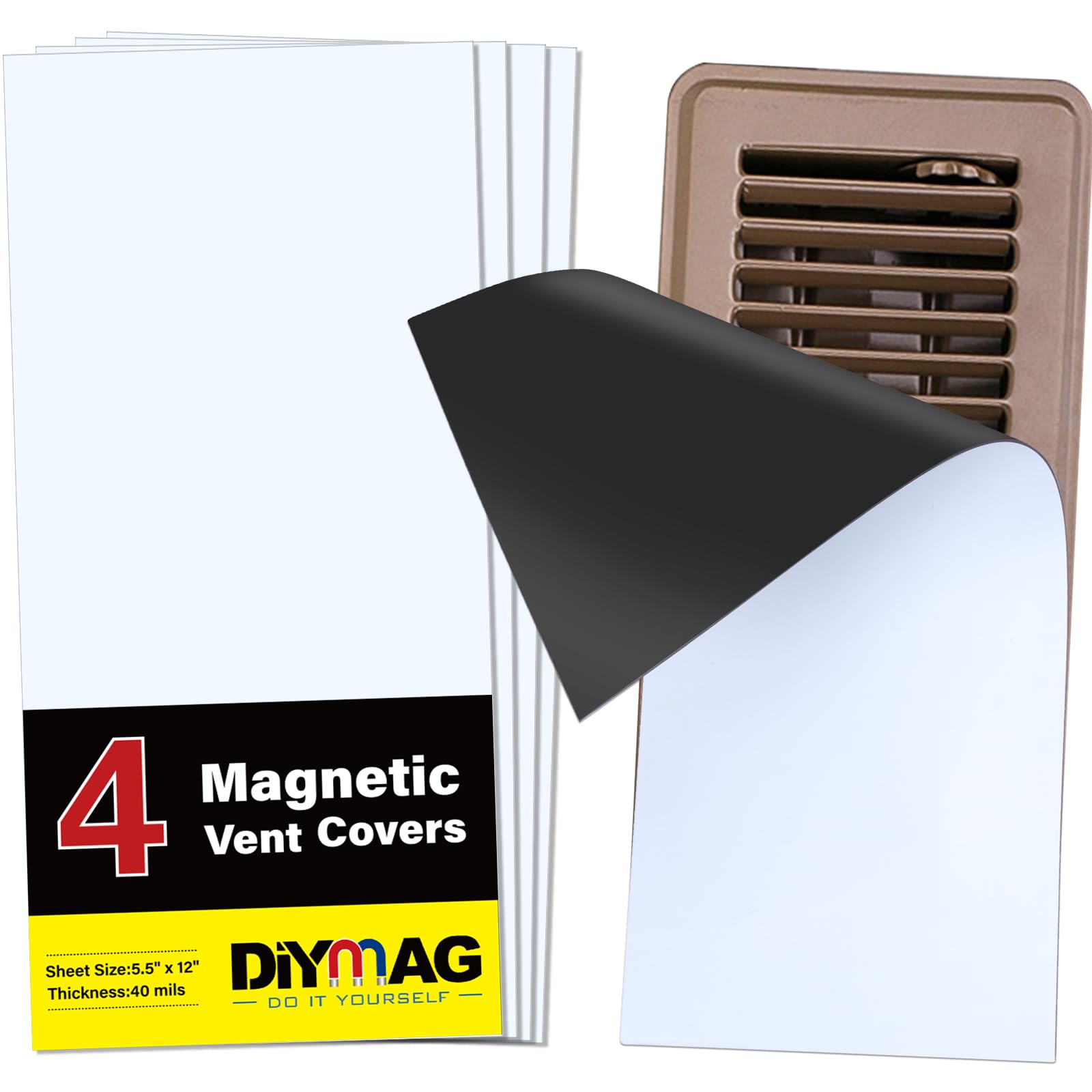 DIYMAG 4Pack Strong Magnetic Vent Covers, Vent Covers for Home Floor Standard Air Registers, 5.5 inch X 12 inch Air Vent Covers for Floor Wall and Ceiling Registers, Home and RV, HVAC