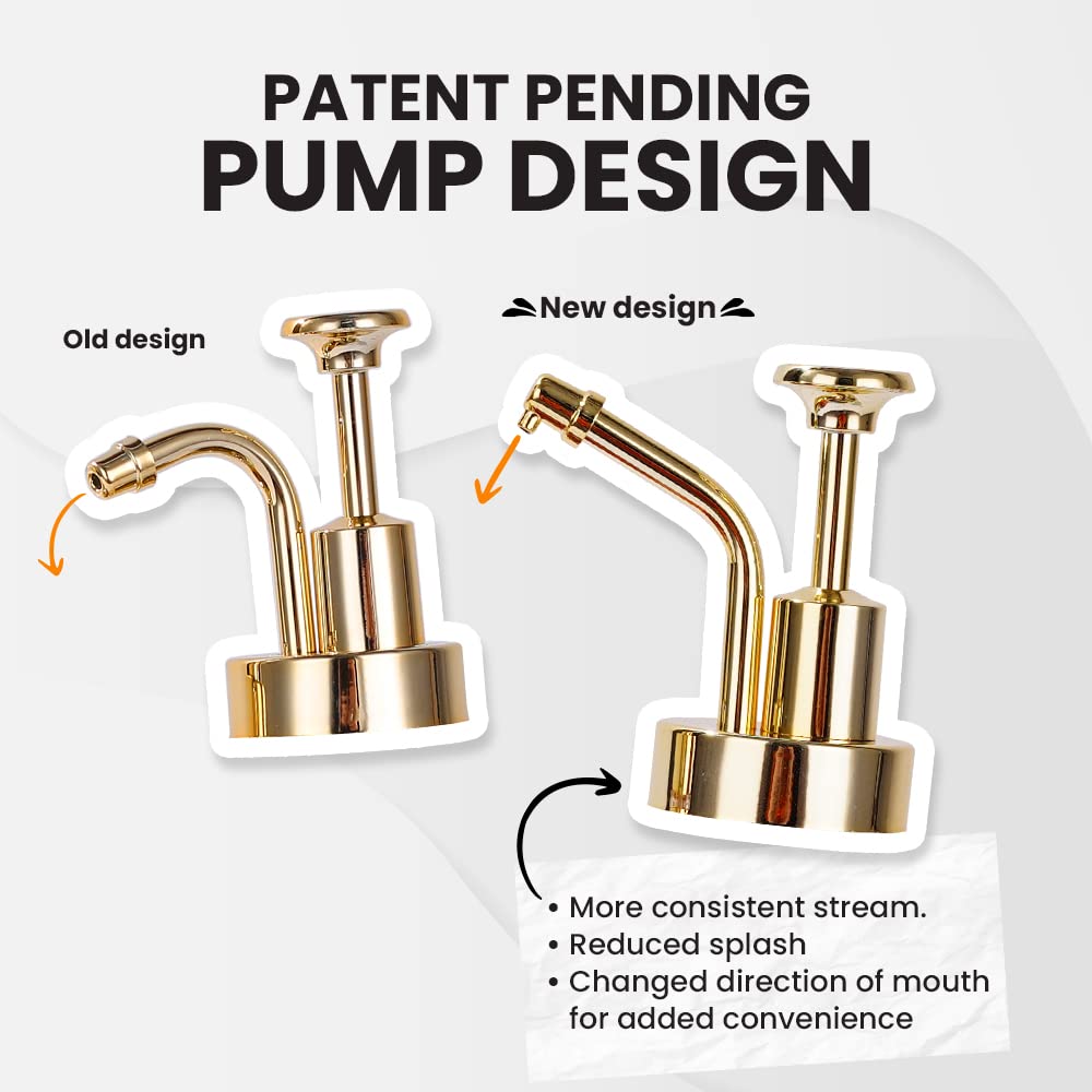 MoliMoli Coffee Syrup Dispenser Set of 2 – Glass Syrup Bottles 16.9 oz with Gold Leak-Proof Coffee Syrup Pump for Bar, Kitchen & Café