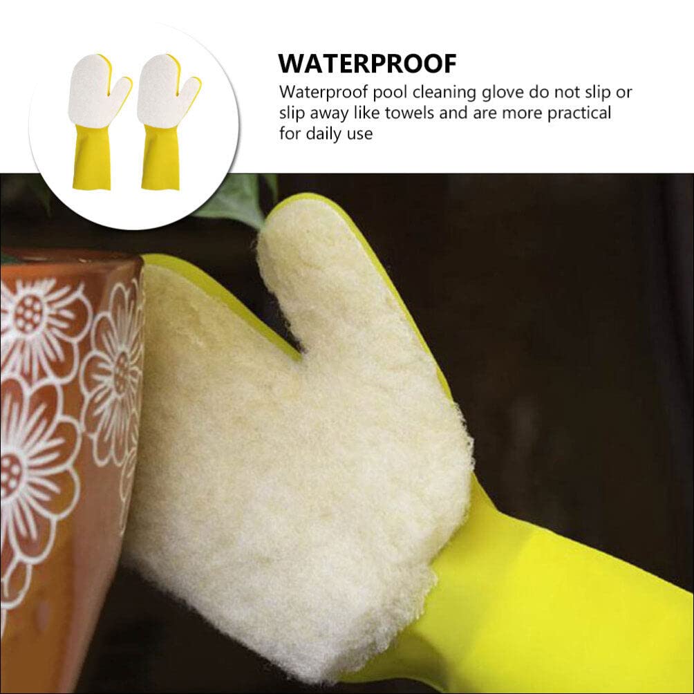 DOITOOL Reusable Household Cleaning Gloves 14.17X5.70 Inches Waterproof Non-Slip Kitchen Dishwashing Gloves Comfortable Latex Material for Home Use