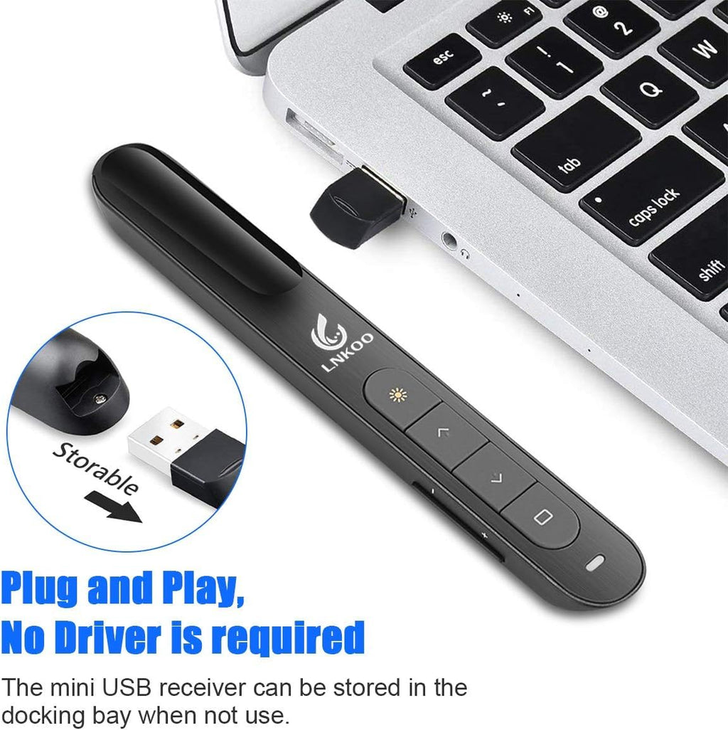 LNKOO Wireless Presenter, RF 2.4GHz Powerpoint PPT Clicker Presentation Remote Slides Show Advance Control Flip Pen