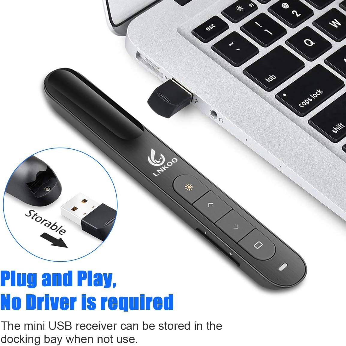 LNKOO Wireless Presenter, RF 2.4GHz Powerpoint PPT Clicker Presentation Remote Slides Show Advance Control Flip Pen