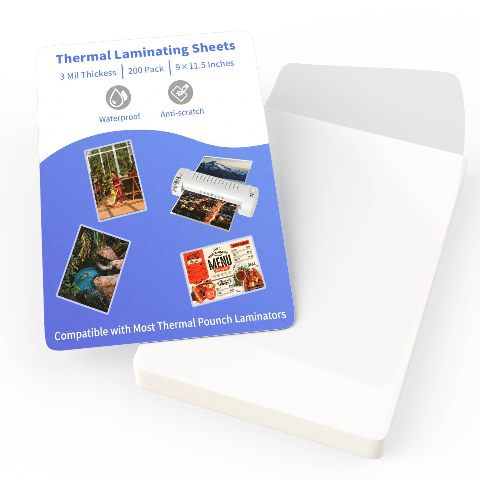 Thermal Laminating Pouches, FungLam Clear Laminating Sheets, 3 Mil Thickness Thermal Laminating Sheets, 9×11.5 Inch Laminator Sheets for Laminators, Clear Plastic Letter Size Sheets, 200 Pack.