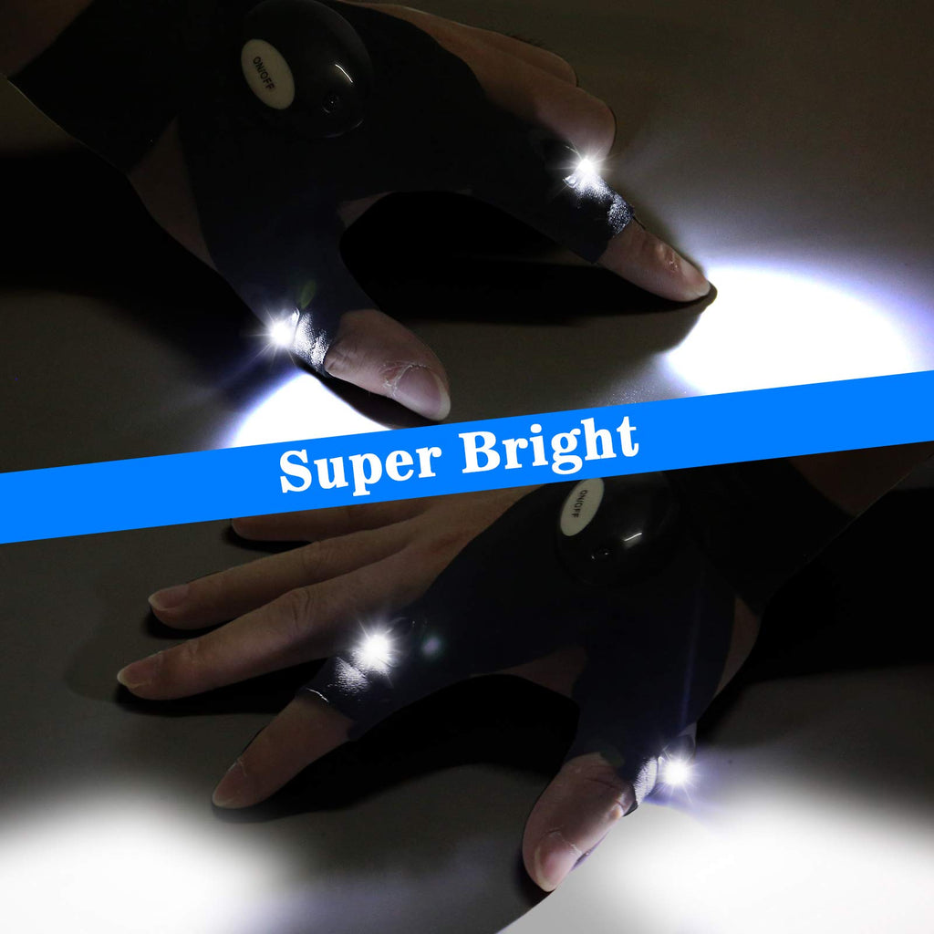 MOIPEJO LED Flashlight Gloves Waterproof, Valentines Day Gift for Him Men Boyfriend Husband, Cool Gadget Finger Lights for Fishing Camping, Father's Day Birthday Christmas Gifts