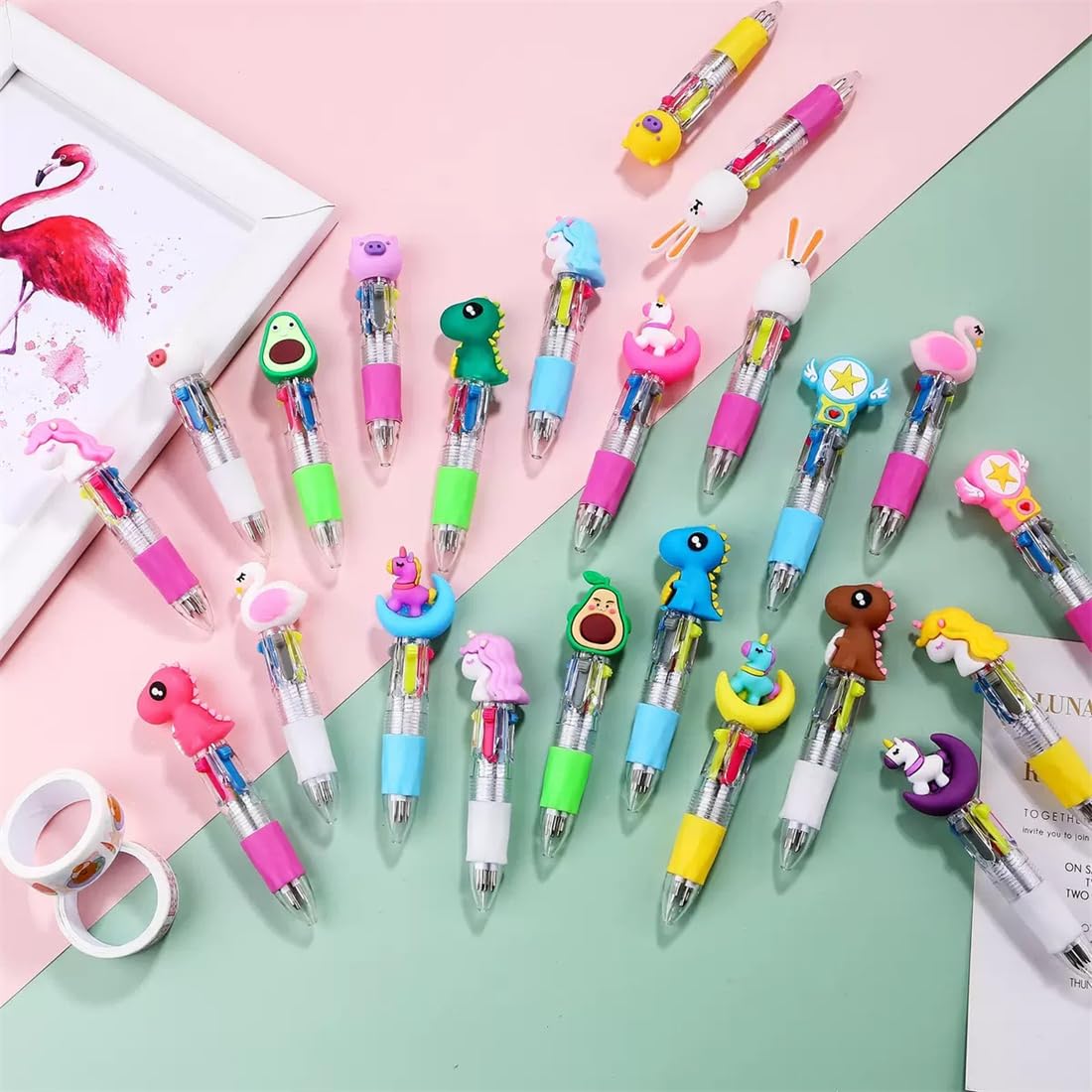 30 Pack Cute Multicolor Pens | Kawaii 4-in-1 Colors Ballpoint Pens for School Office, Classroom Prizes - Perfect Party Favors,Fun Writing Gifts for Students, Colleagues, Artists