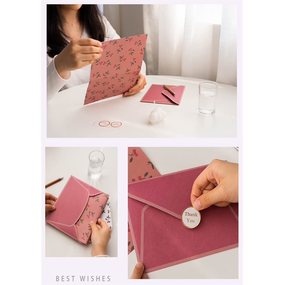 72 Pcs Stationary Writing Paper and Envelopes Set, 24 Sheet Floral Letter Paper 12 Pcs Matching Envelopes Cute Lovely Stationery Lined Writing Paper for Girls Boys Office School Supplies 6 Styles