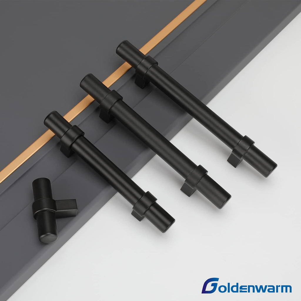 goldenwarm Black Cabinet Handles Kitchen Drawer Handles - LST16BK76 Black Drawer Handles 3in Cabinet Handles for Dresser Drawer Handles 5 inch Overall Length,10 Pack
