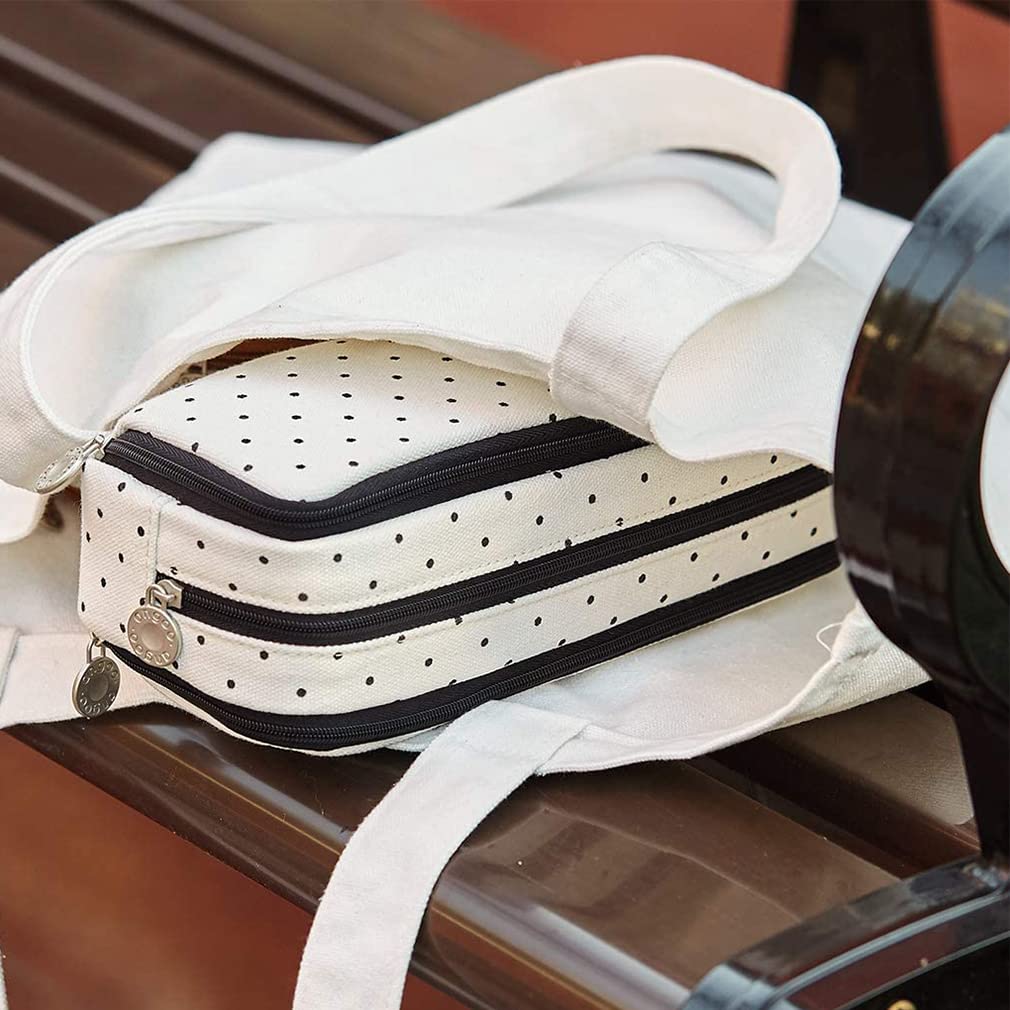 iSuperb Multi Compartments Pencil Case 3 Zippers Pencil Pouch Bag Square Grid Cosmetic Bags Organizer
