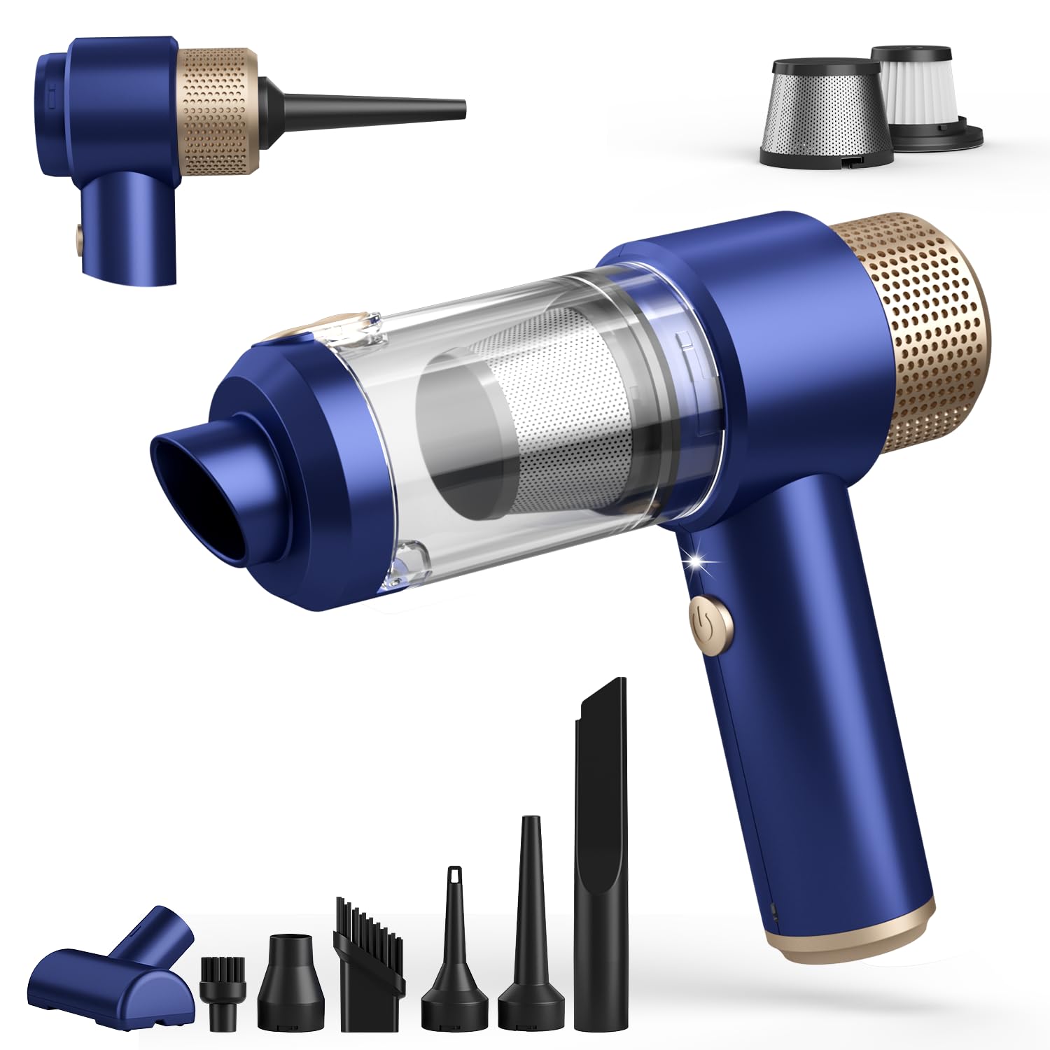 Car Vacuum Cleaner,16000PA New Handheld Vacuum Cleaner Cordless Powerful,7 in 1 Portable Vacuum Claner with LED Light, Dual Filters, One-Touch Empty for Pet Hair, Home, Office