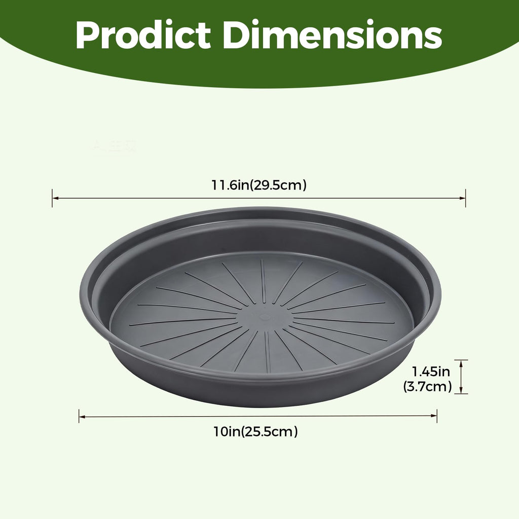 Bamworld 6 Pack Plant Saucers, 30cm (12 Inch) Round Plastic Plant Trays, Heavy Duty Leak Proof Saucers for Indoor Potted Plants, Black Drip Trays