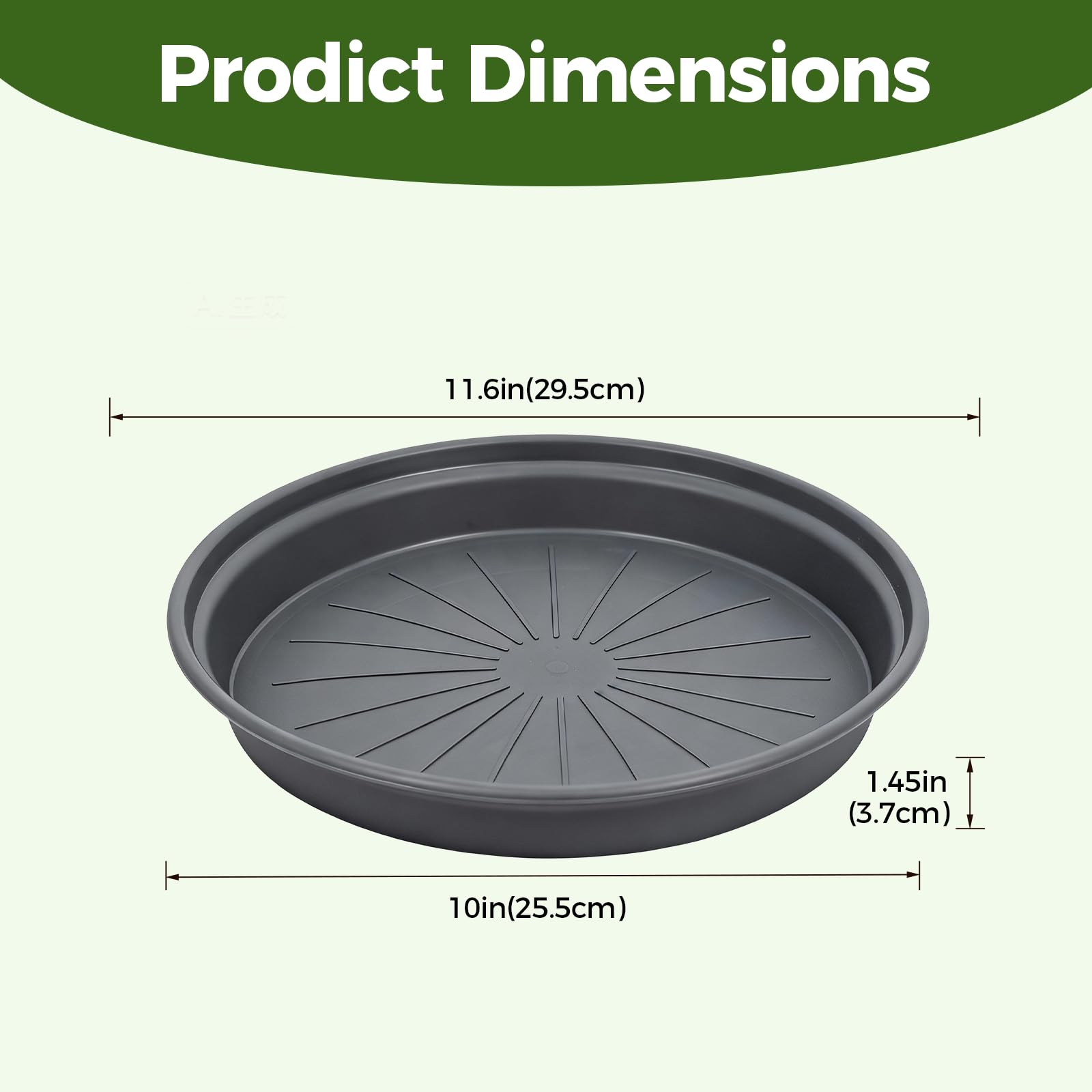 Bamworld 6 Pack Plant Saucers, 30cm (12 Inch) Round Plastic Plant Trays, Heavy Duty Leak Proof Saucers for Indoor Potted Plants, Black Drip Trays