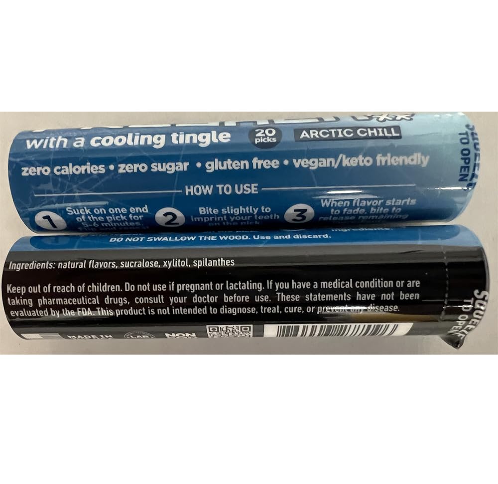 Xero Picks Freshen - Infused Flavored Toothpicks - Cooling Fresh Breath - 100 Picks | 20 per tube - 5 Pack - Variety