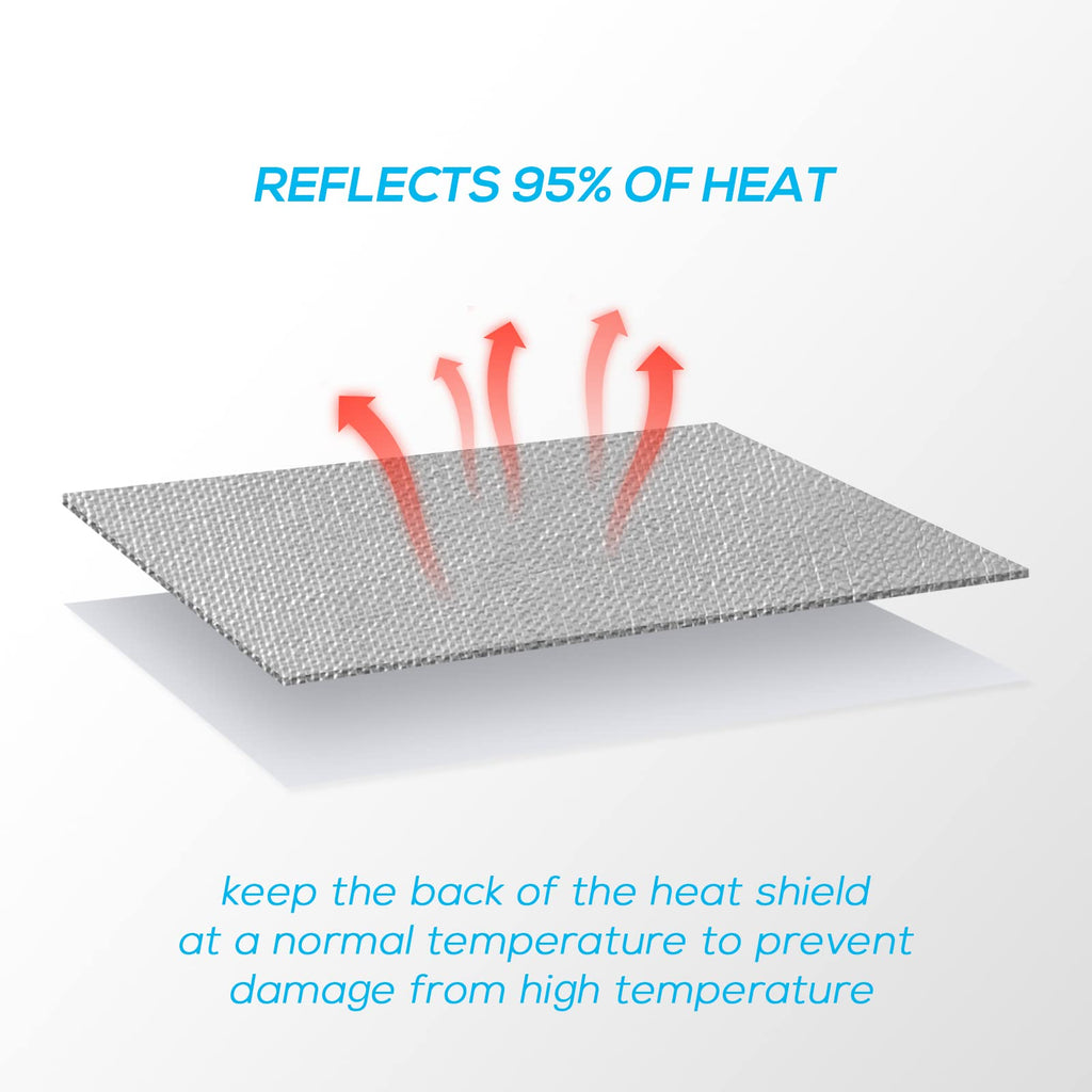 FLASLD Aluminized Heat Shield Mat Thermal Barrier Adhesive Backed Heat Blanket 12'' X 24'', Fiberglass Insulation Reflective Material High Temp Protection