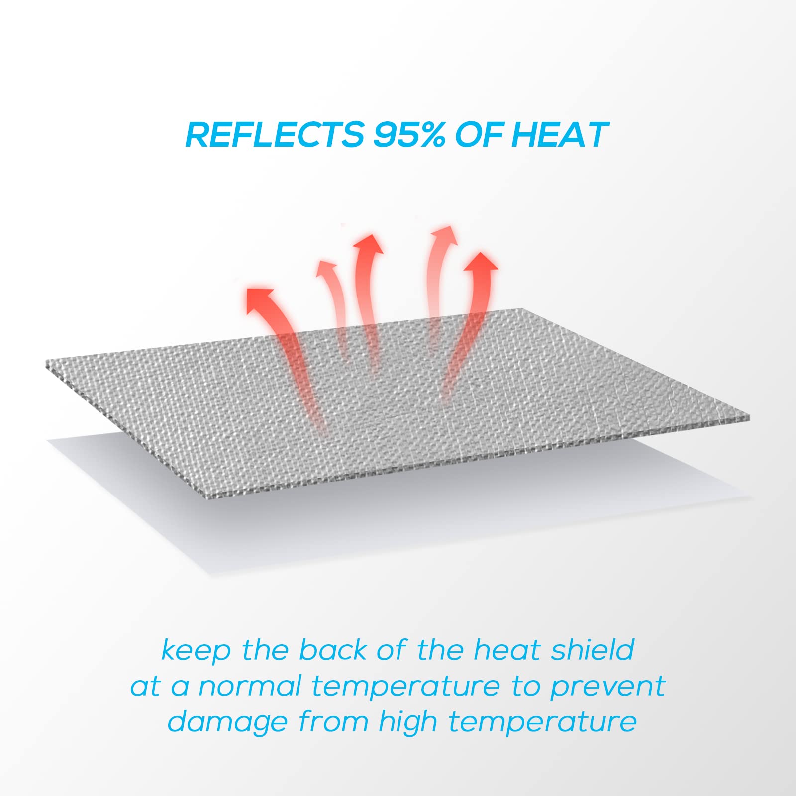 FLASLD Aluminized Heat Shield Mat Thermal Barrier Adhesive Backed Heat Blanket 12'' X 24'', Fiberglass Insulation Reflective Material High Temp Protection