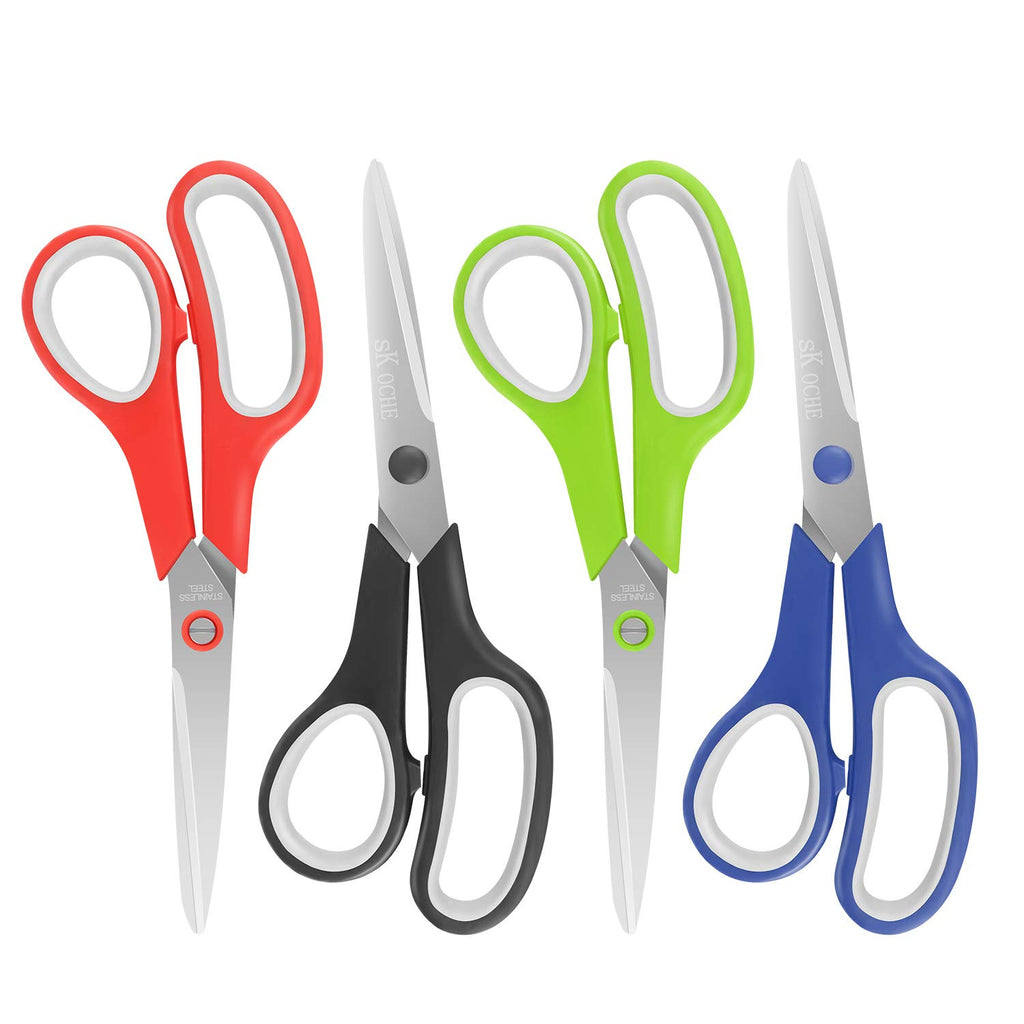 SKOCHE Heavy-Duty Multipurpose Scissors, 15 Pack 8-Inch & 1 Pack 4.1-Inch Sewing Scissors, Ultra Sharp Stainless Steel Blades, Comfort-Grip Handles, Ambidextrous