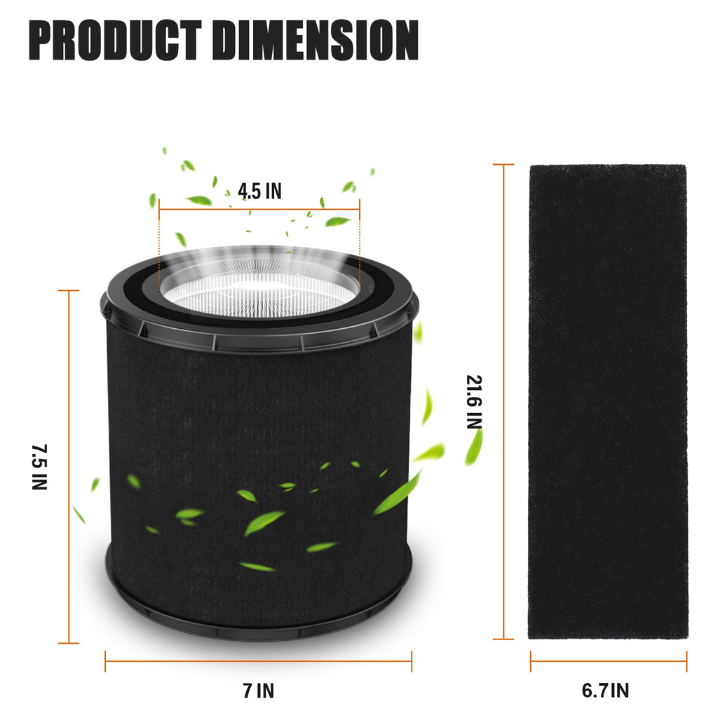 FLT4700 HEPA Filter M Replacement Compatible with Germ Guardian Air Purifier AC4700 AC4700BDLX AC4711 AC4625 AC4625BDLX FLT47CB4, H13 True HEPA + 4 Activated Carbon Filter Set