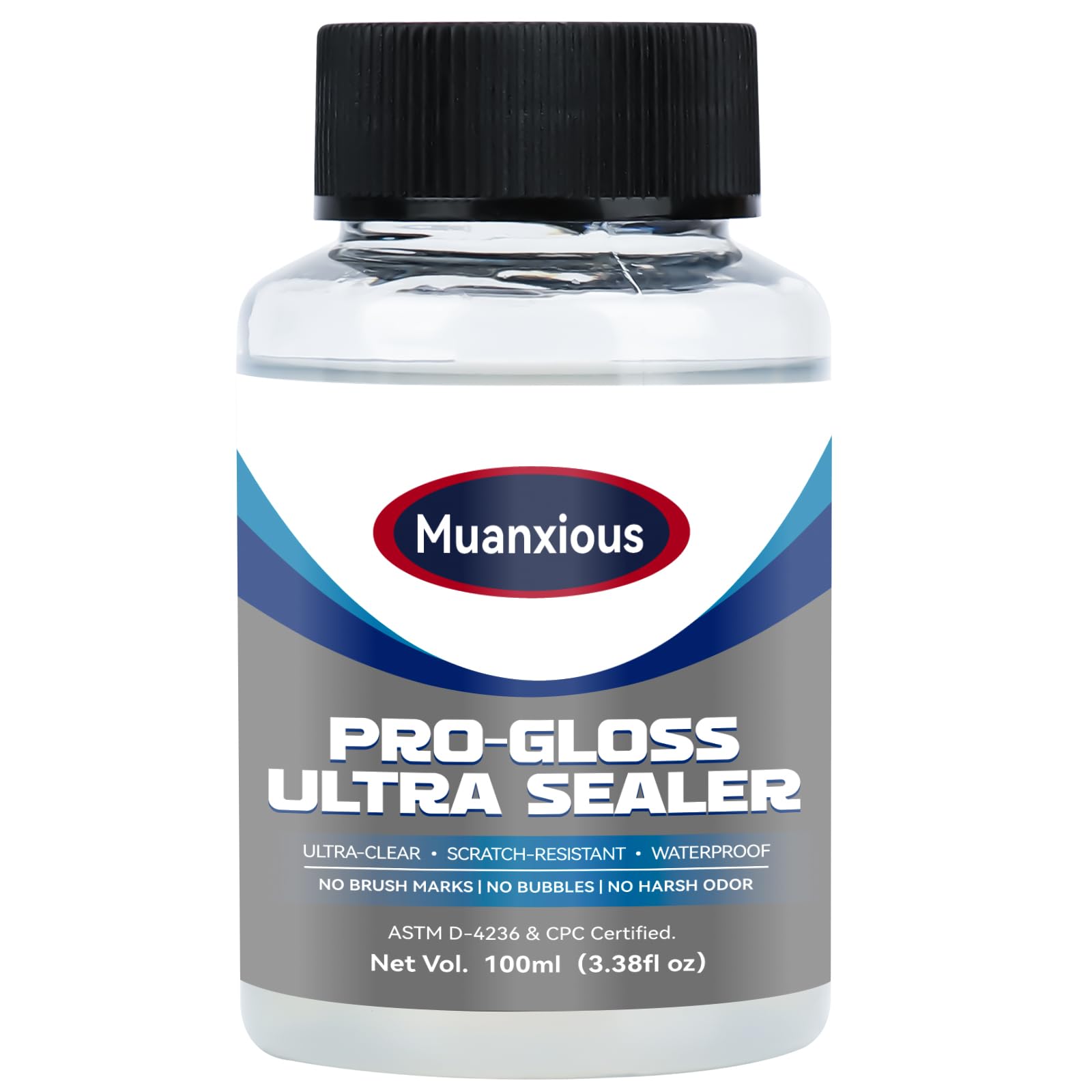 Muanxious Studio High‑Gloss Varnish – Crystal‑Clear, Non‑Tacky Finish for Air‑Dry & Polymer Clay, Miniatures, Water‑Based,ASTM D‑4236, 100ml (3.38 fl oz)