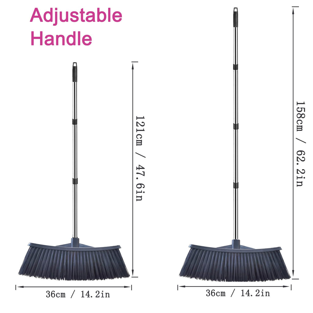 Heavy-Duty Outdoor Broom with 158CM Stainless Steel Handle - 36CM Wide Plastic Broom Head for Yard, Garage, Sidewalk - No Bend Sweeping, Durable & Lightweight