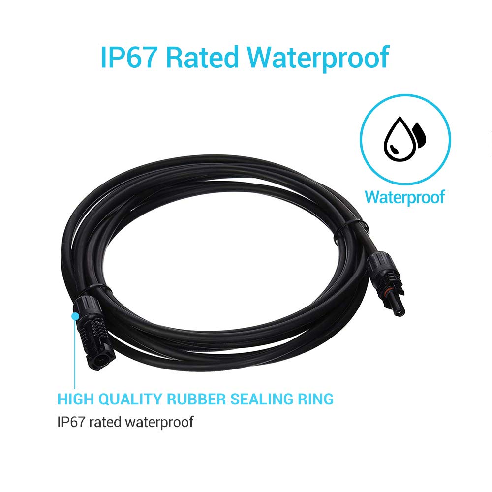 Renogy 15 Feet 10AWG Solar Extension Cable with Female and Male connectors (Single)