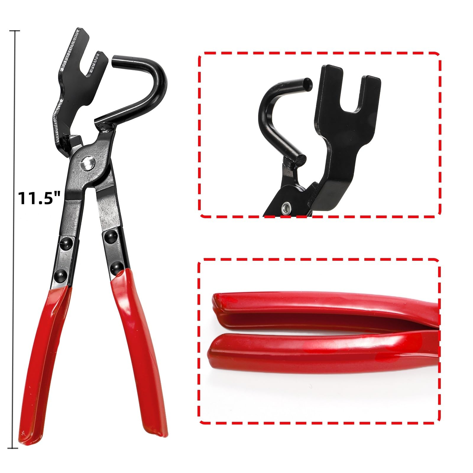 Covzoe Exhaust Hanger Removal Pliers and 4 Pieces 4 Hole Hanger Rubber Kit, Universal Muffler Rubber Bracket Separation Exhaust Pliers Compatible with All Car Pipe Exhaust Hangers