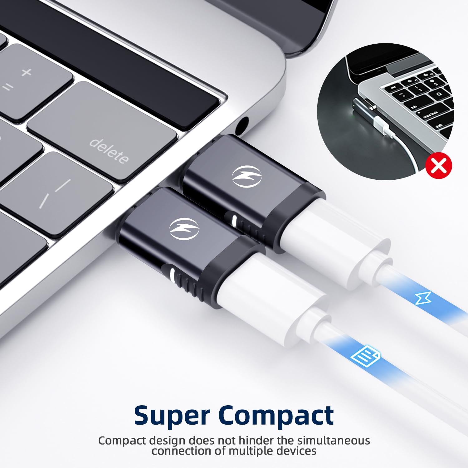 DuHeSin USB C Magnetic Adapter 240W, (2 Pack) Magnetic USB C Adapter 24 Pin Straight with USB4 40Gbps 8K 60Hz Video for iPhone 15/16 Series, Thunderbolt 3/4, MacBook Pro/Air and More Type C Devices