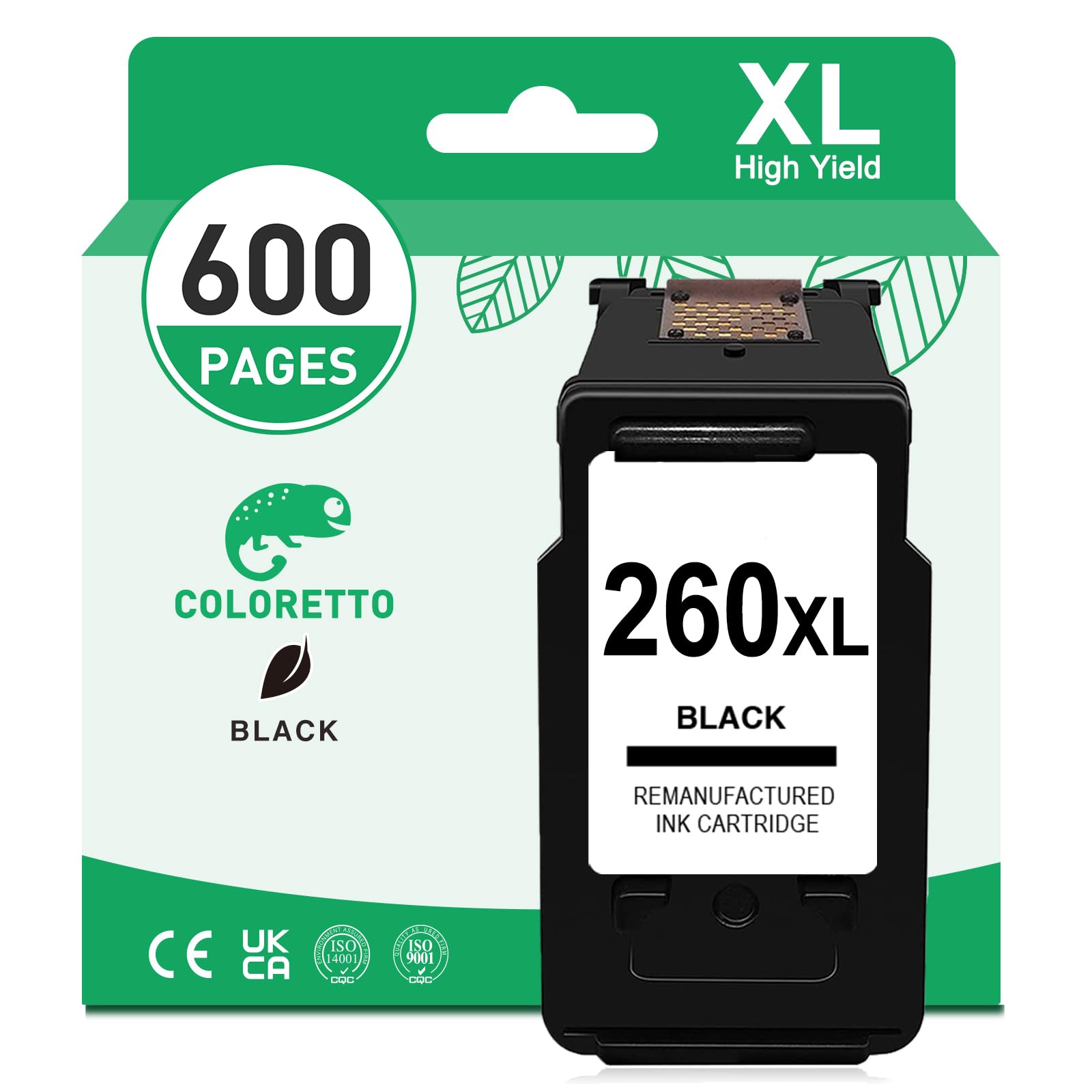 COLORETTO PG-260XL Black Ink Cartridge for Canon TS5300A Ink TS5300 TS5320 TR7020 TR7020A TR7021 TR7021A TR7022 TR7022A TR7000 TS6420 TS6420A Printer for Canon PIXMA 260 XL Ink pg260 Noire 1-Pack
