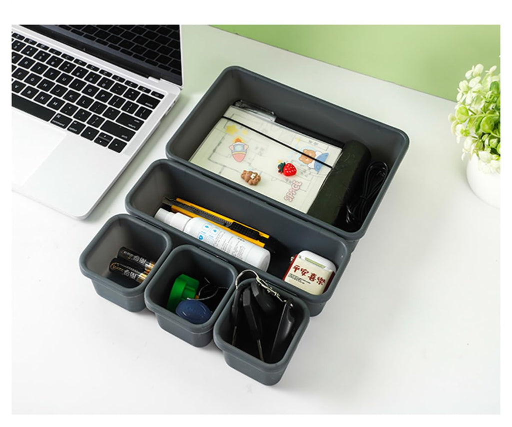 Gonice 18 PCS Drawer Organizer Tray, Interlocking Office Desk Drawer Storage, Plastic Organizer Bins for Office Supplies and Tools