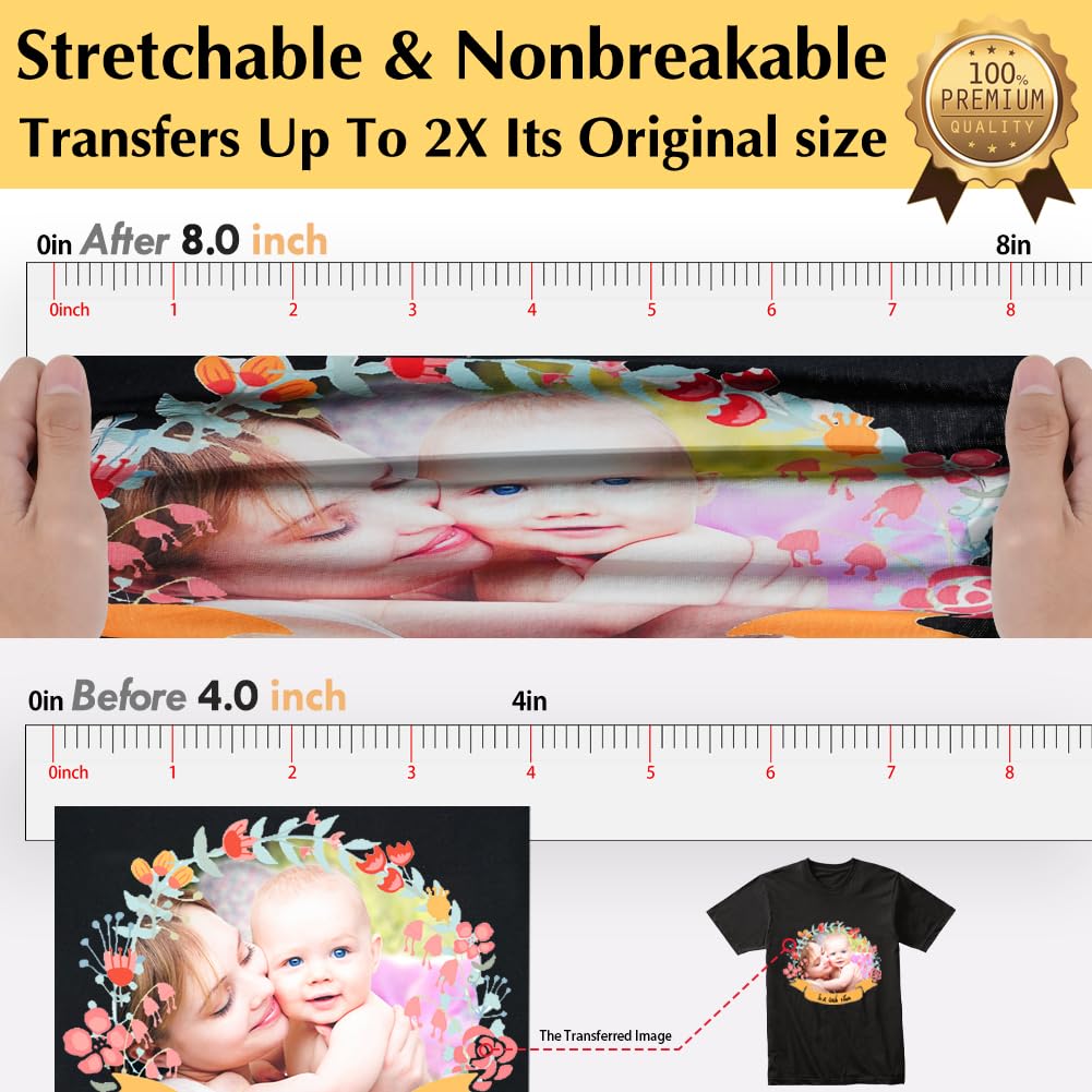TransOurDream Iron on Heat Transfer Paper for Shirts(10 Sheets, 8.5x11") Iron-on Transfers Paper for Dark Fabric Printable Heat Transfer Vinyl for Inkjet Printer (CA-3-10)