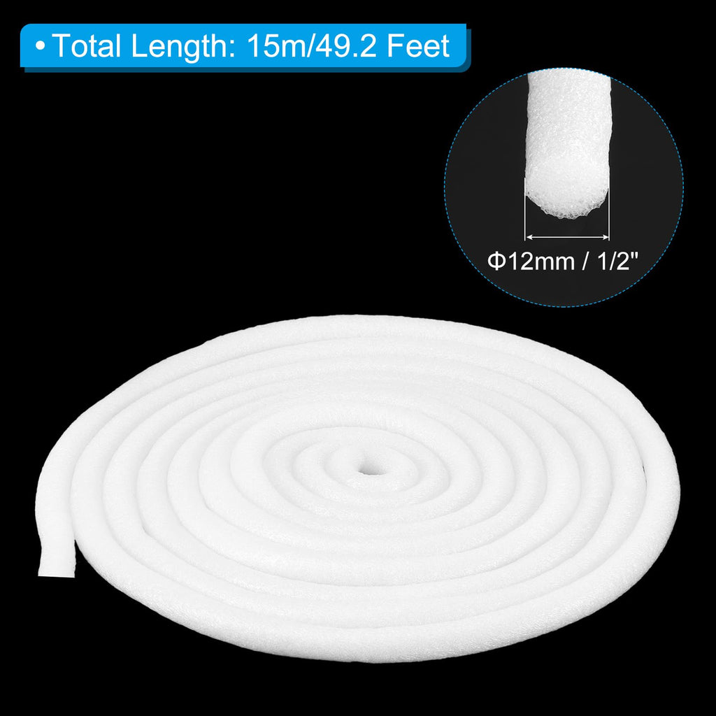 PATIKIL 1/2 Inch x 49.2 Feet Backer Rod for Gaps and Joints, Foam Rope Caulk Crack Joint Filler Roll Seal Weather Strip for Home Construction Car, White