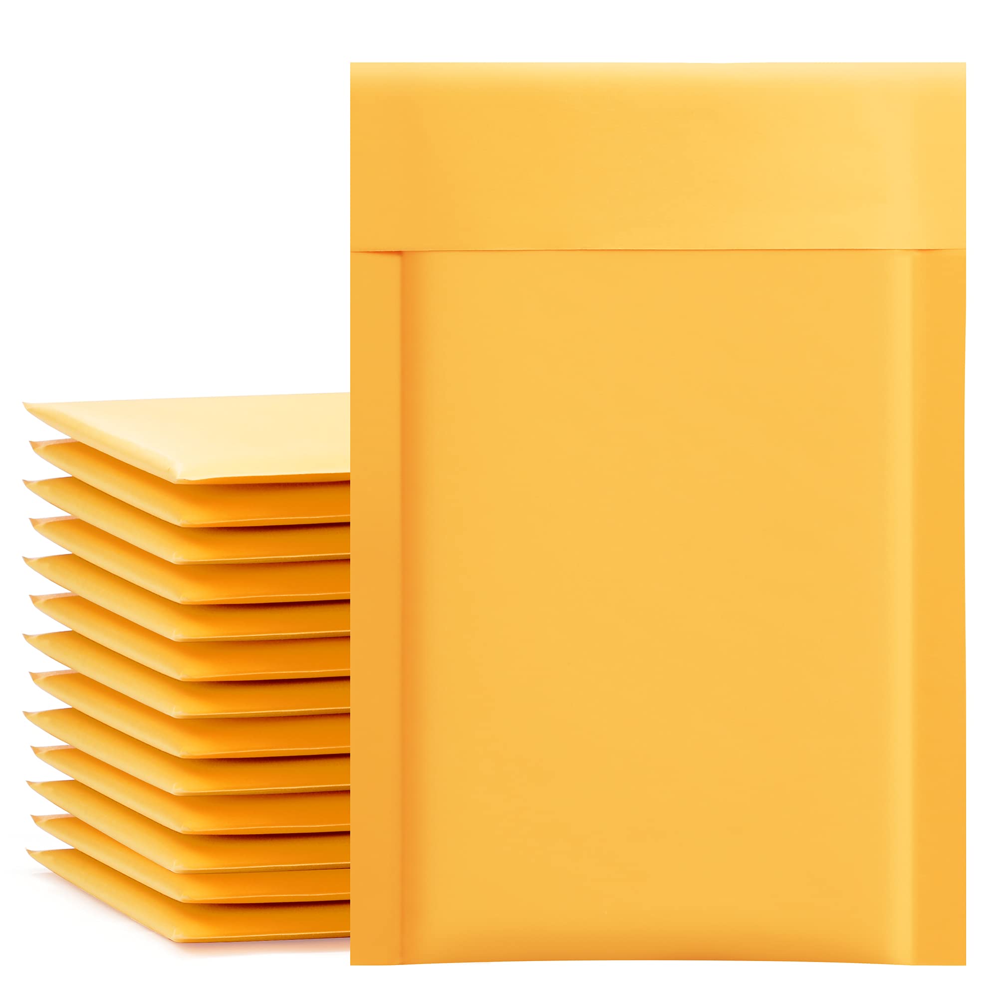 UCGOU Kraft Bubble Mailers 4x8 Inch 50 Pack Yellow Padded Envelopes #000 Small Business Mailing Packages Self Sealing Tear Resistant Boutique Bulk Mail Shipping Bags Bubble Mailers