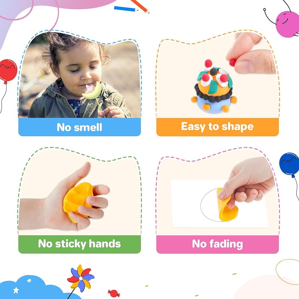 Air Dry Clay 26 Colors, Modeling Clay for Kids,DIY Model Magic Clay, Molding Clay Kit with Sculpting Tools, Soft and Non-Sticky, Arts and Crafts Gift for Boys Girls Kids.