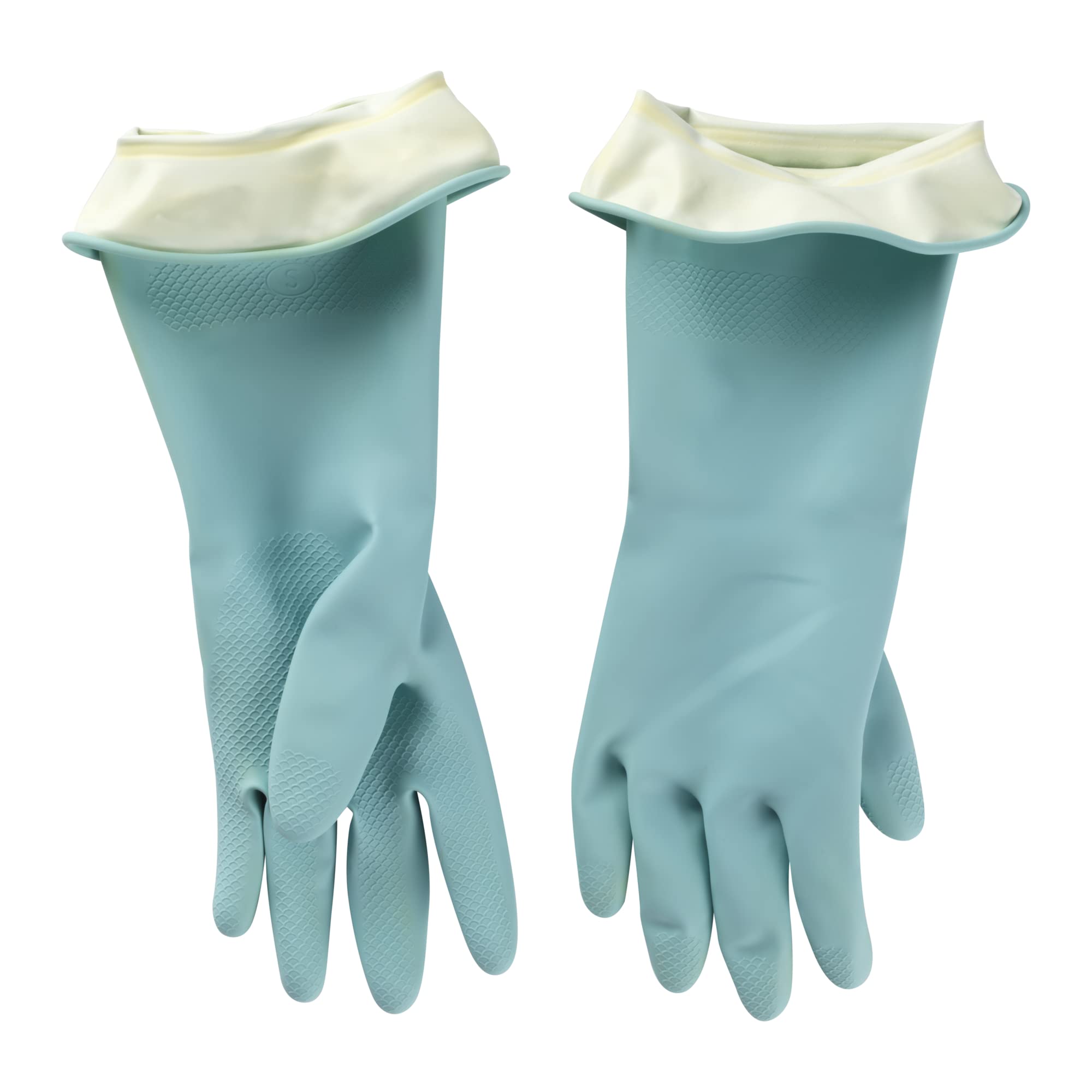 CASABELLA Pack of 2 Reusable Latex Water Block Cleaning Gloves with Cotton Lining, Large, Pink & Blue, CL00618CAD-001
