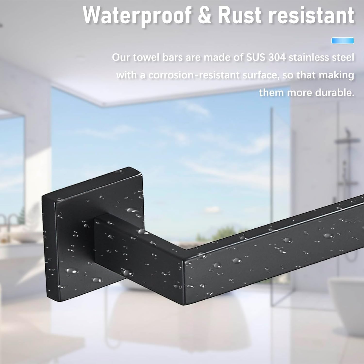 16" Single Towel Bar Wall Mounted Stainless Steel Towel Holder for Bathroom or Kitchen Matte Black Towel Rack(40CM)