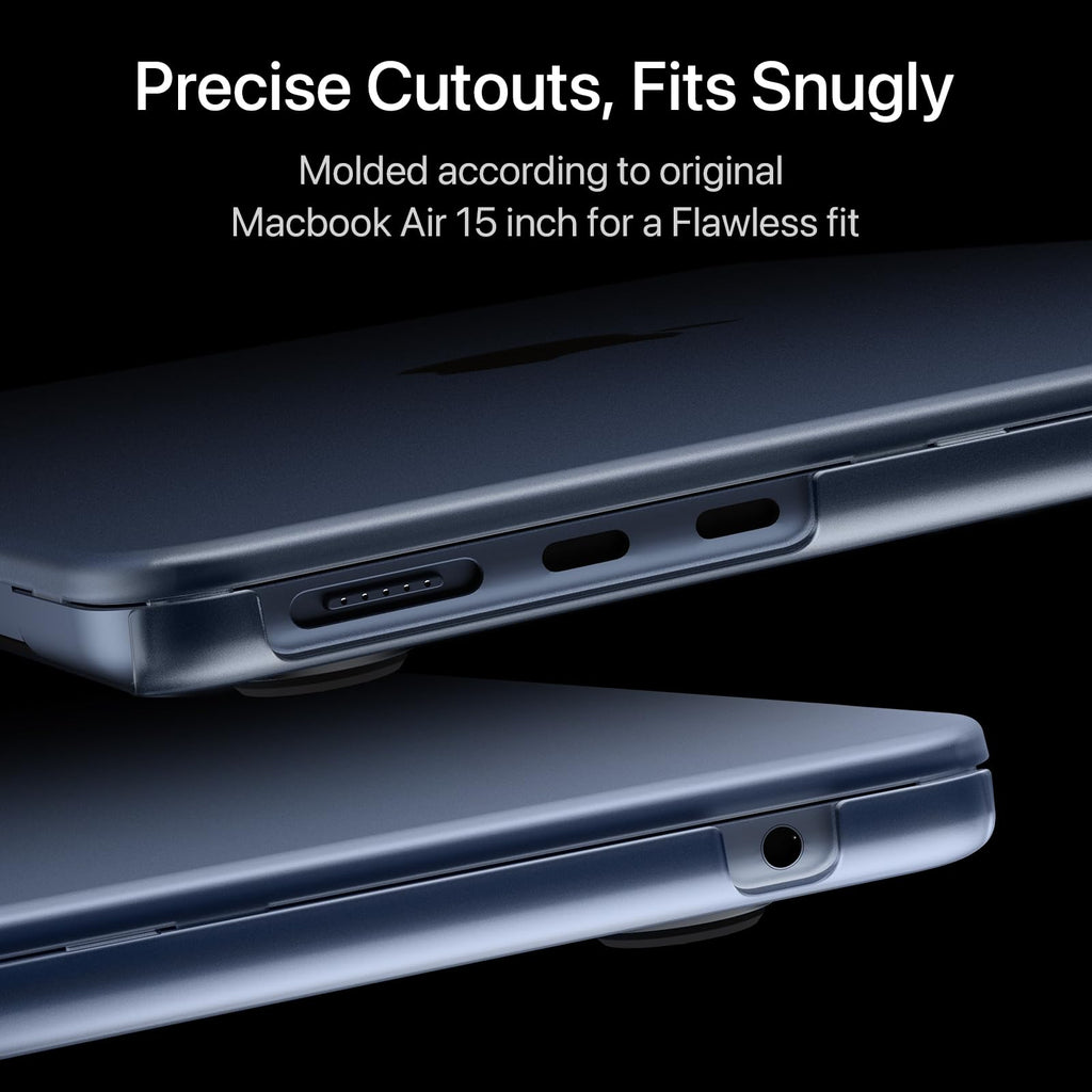 Compatible for MacBook Air 15 inch Case M5 M4-M2 2026 2025-2023 [100% Match Official Color] [Ultra Thin Armor] Protective Hard Shell Matte Cover for Laptop A3448 A3241 A3114 A2941 - Midnight Clear