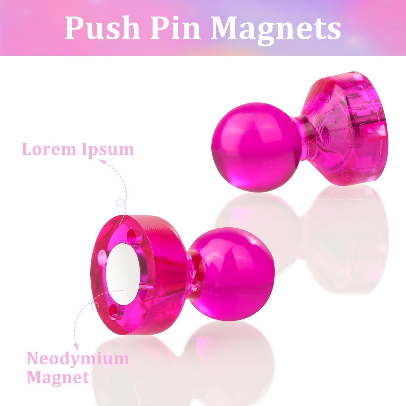 90 PCS Colorful Strong Magnetic Push Pins, 9 Assorted Colors for Office, Classroom, Kitchen, Home and School, Map and Whiteboard Magnets