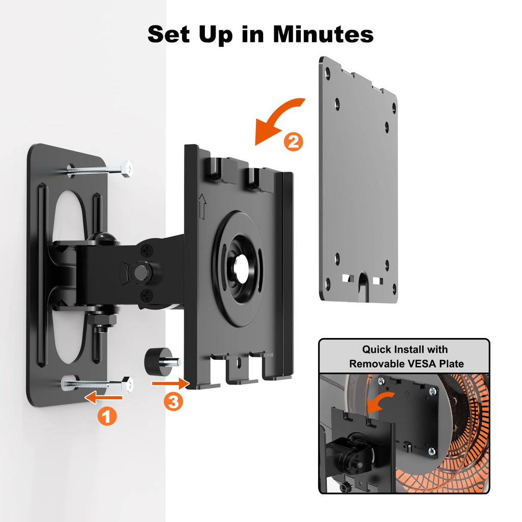 PUTORSEN Monitor Wall Mount for 17–49 Inch Ultrawide Screens,Heavy Duty Monitor arm up to 44 lbs with Swivel,Tilt & Rotation,VESA 75x75 & 100x100,Black
