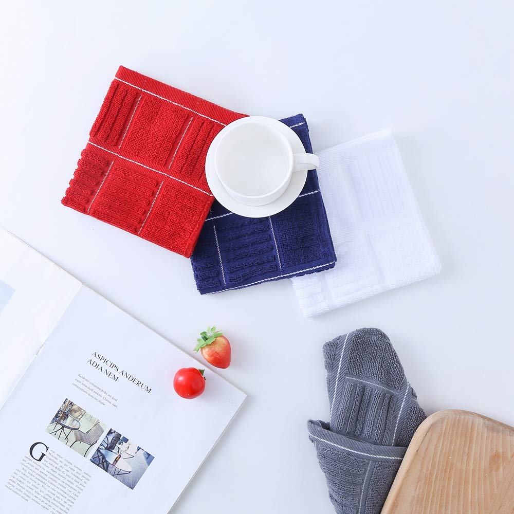 Glynniss Kitchen Dish Cloths for Washing Dishes, Cotton Dish Rags for Drying Cleaning, Pack of 8 Dishcloths (Grey, 12x12 inches)