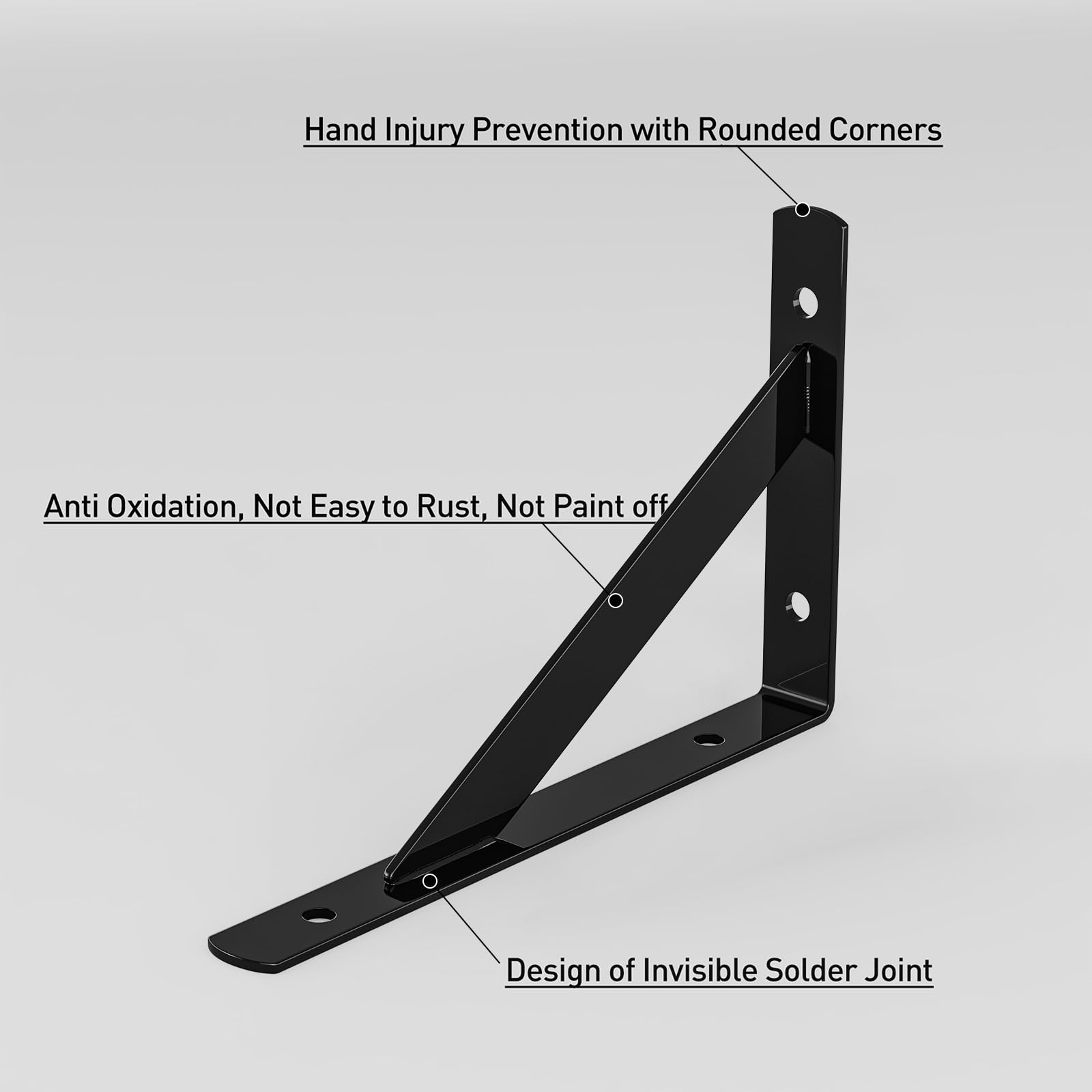Cudebo 12 Pack 6 Inch Shelf Brackets Wall Mounted, Triangle Bracket Metal Shelving Brackets Support for Kitchen Bookshelf Home Decoration, Mounting Hardware Included, Black