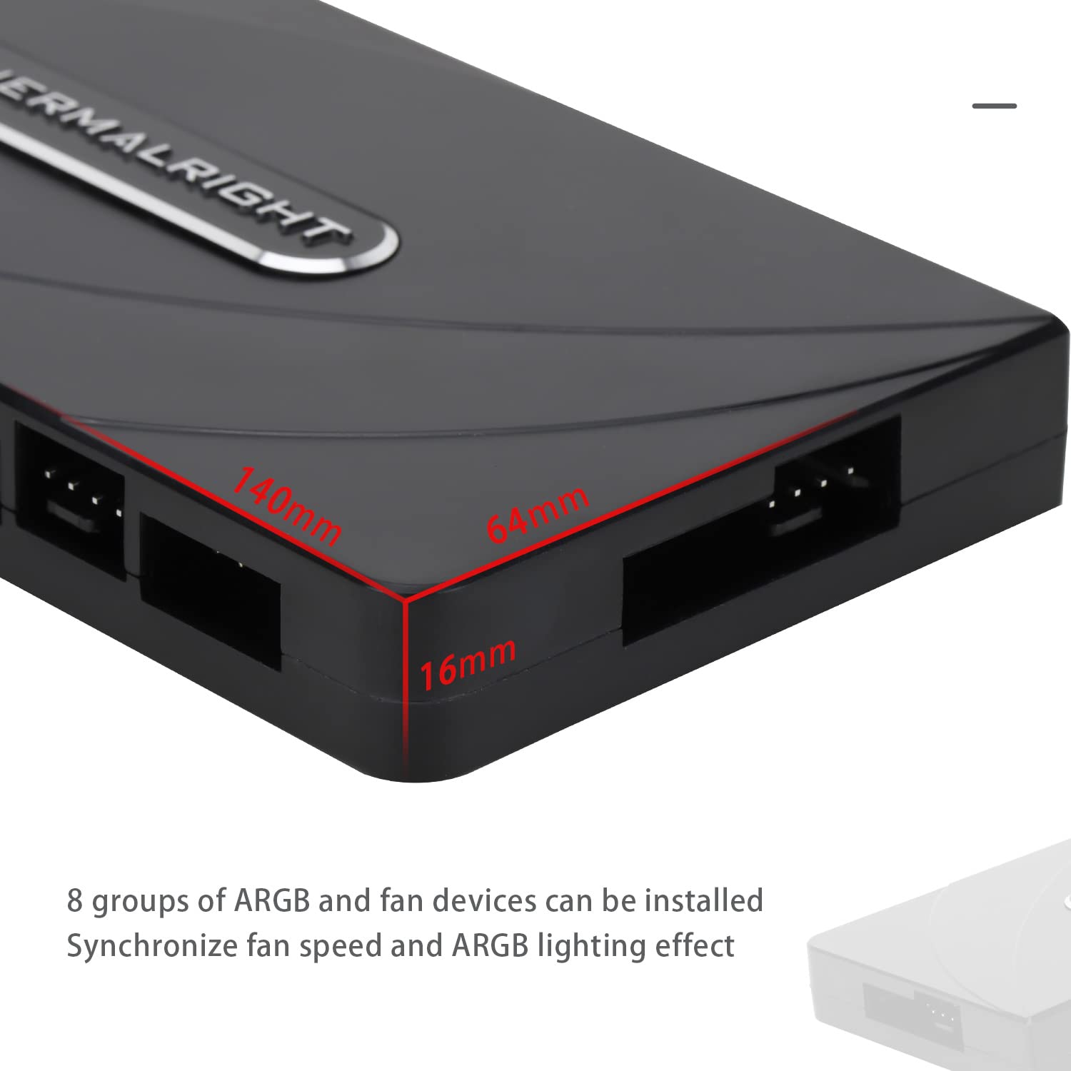 Thermalright ARGB and HUB Controller Support 8 Groups of Fans, 8-Port 3 Pin PC Fan Controller, 5V Fan Hub, Strong Paste+Magnetic Suction, SATA Power Cord Direct Input (12V 4-pin RGB is not Supported)