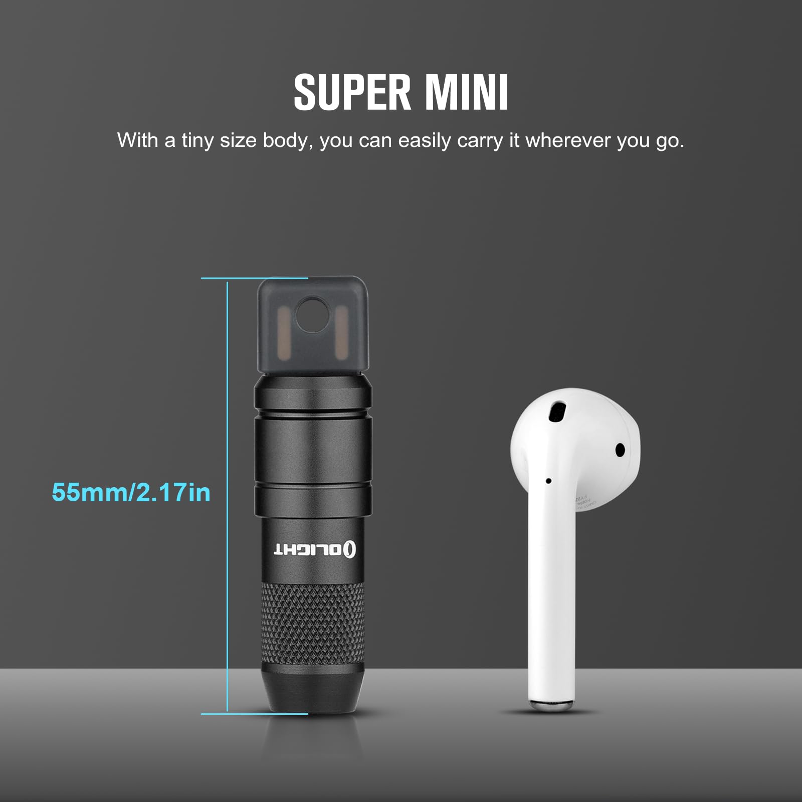 OLIGHT IMINI 2 Tiny Rechargeable Keychain Flashlight, 50 Lumens Portable Quick-Release Mini Flashlights with Magnetic Base, Instant Activation Light for EDC and Emergency(Black)