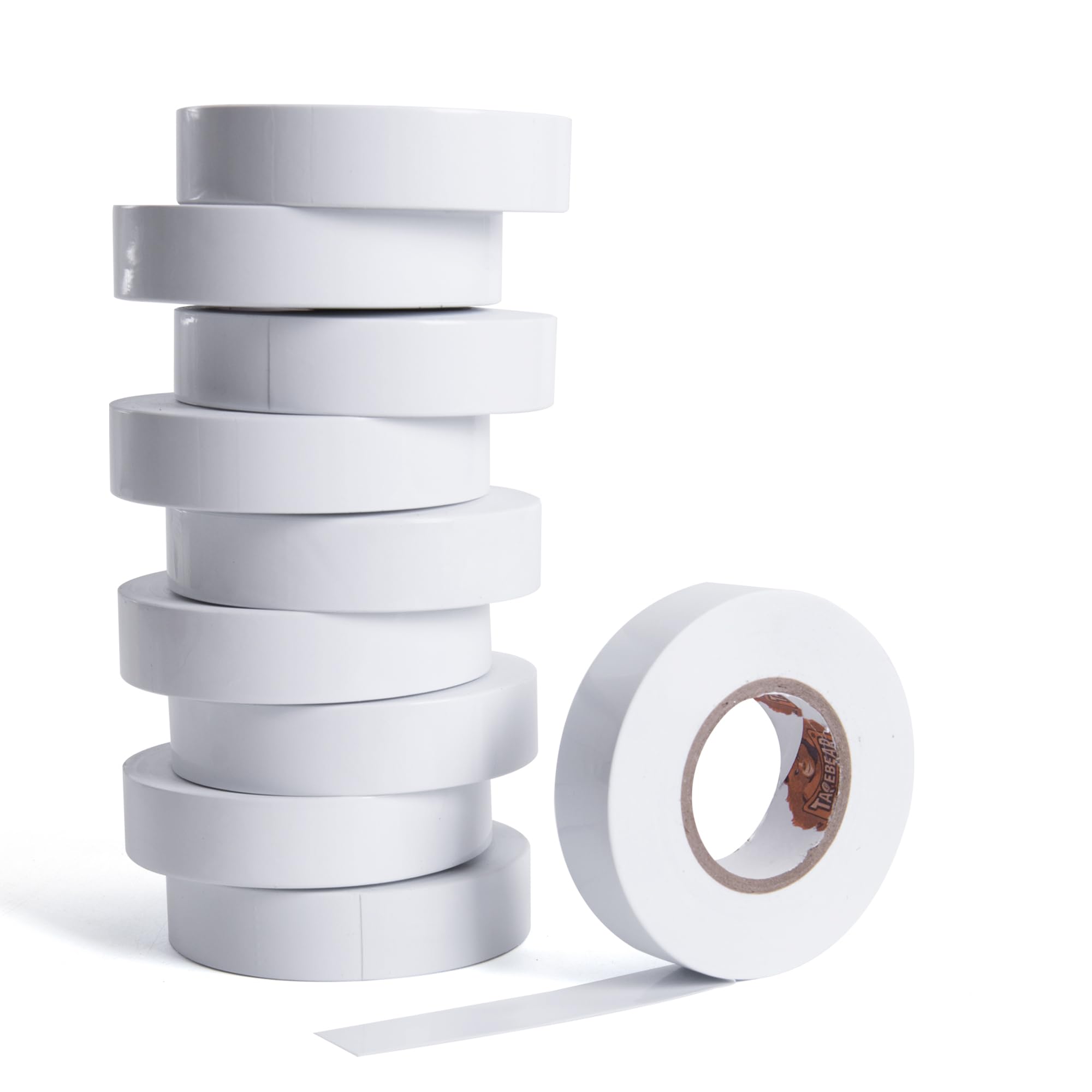 TAPEBEAR 10 Rolls White Electrical Tape, 3/4-Inch x 65.6 Feet, Strong Adhesive, Insulation, Waterproof, Professional Grade, for Insulating, Repairing, Electrical Wires Protection