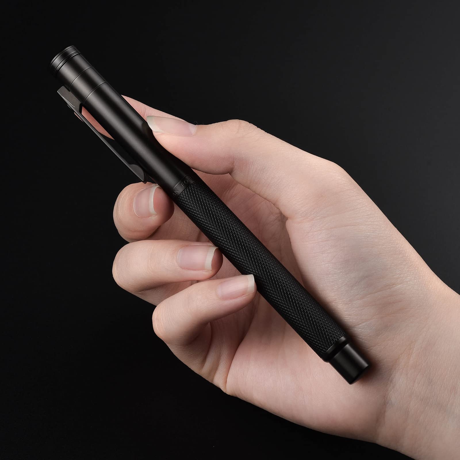 Asvine Matte Black Forest Fountain Pen Extra Fine Nib Classic Design with Converter and Metal Pen Box Set